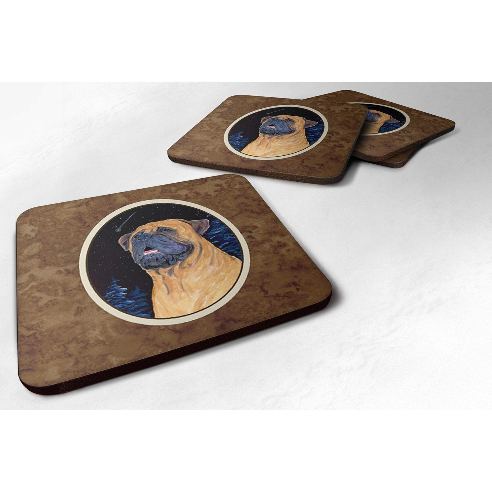 Carolines Treasures Bullmastiff Foam Coasters (Set of 4), 3.5 H x 3.5 W, Multicolor