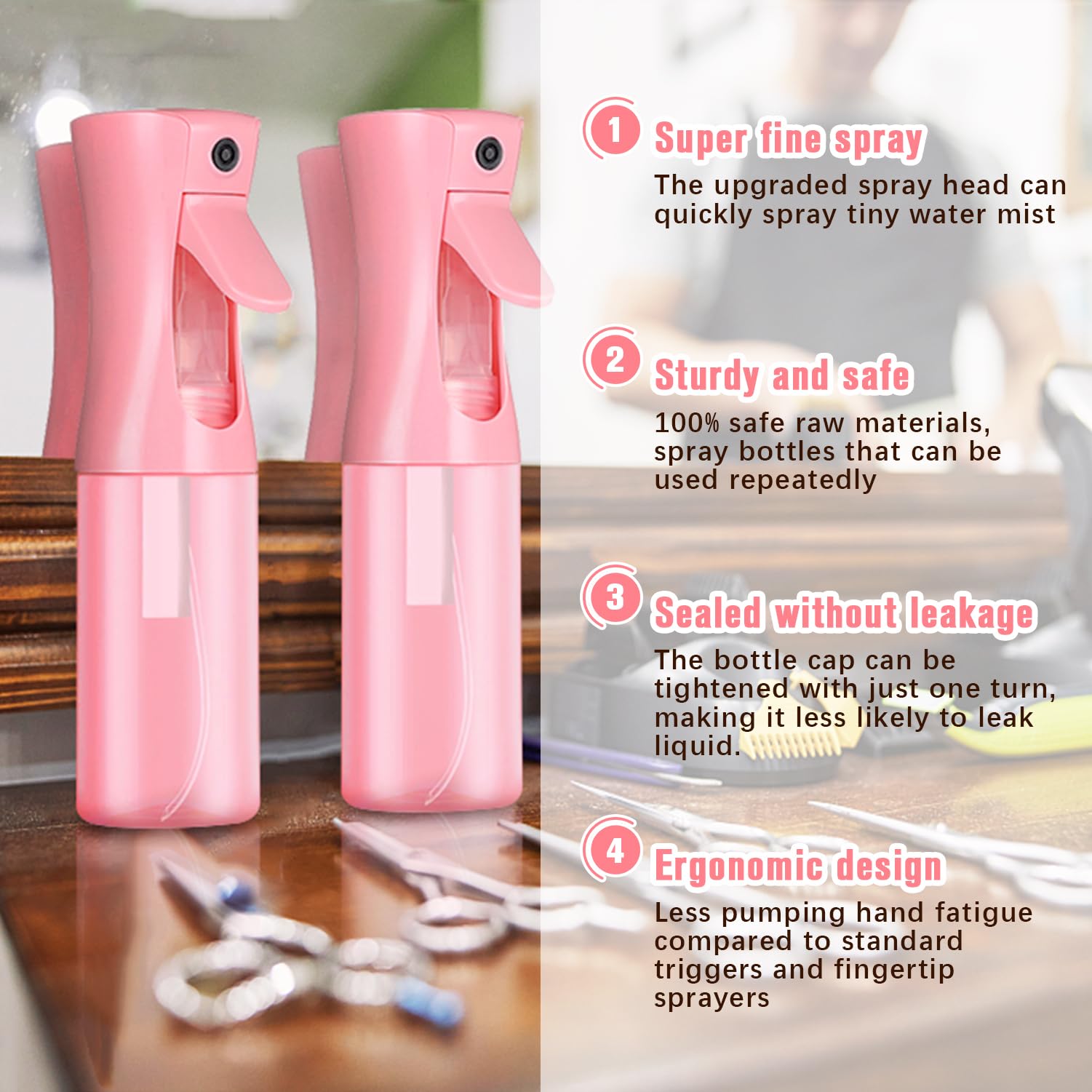 Leaflai Empty Spray Bottles, Continuous Spray Bottle With Fine Mist For Hairstyling, Skincare,Plant Care,Pet Grooming, Valentine