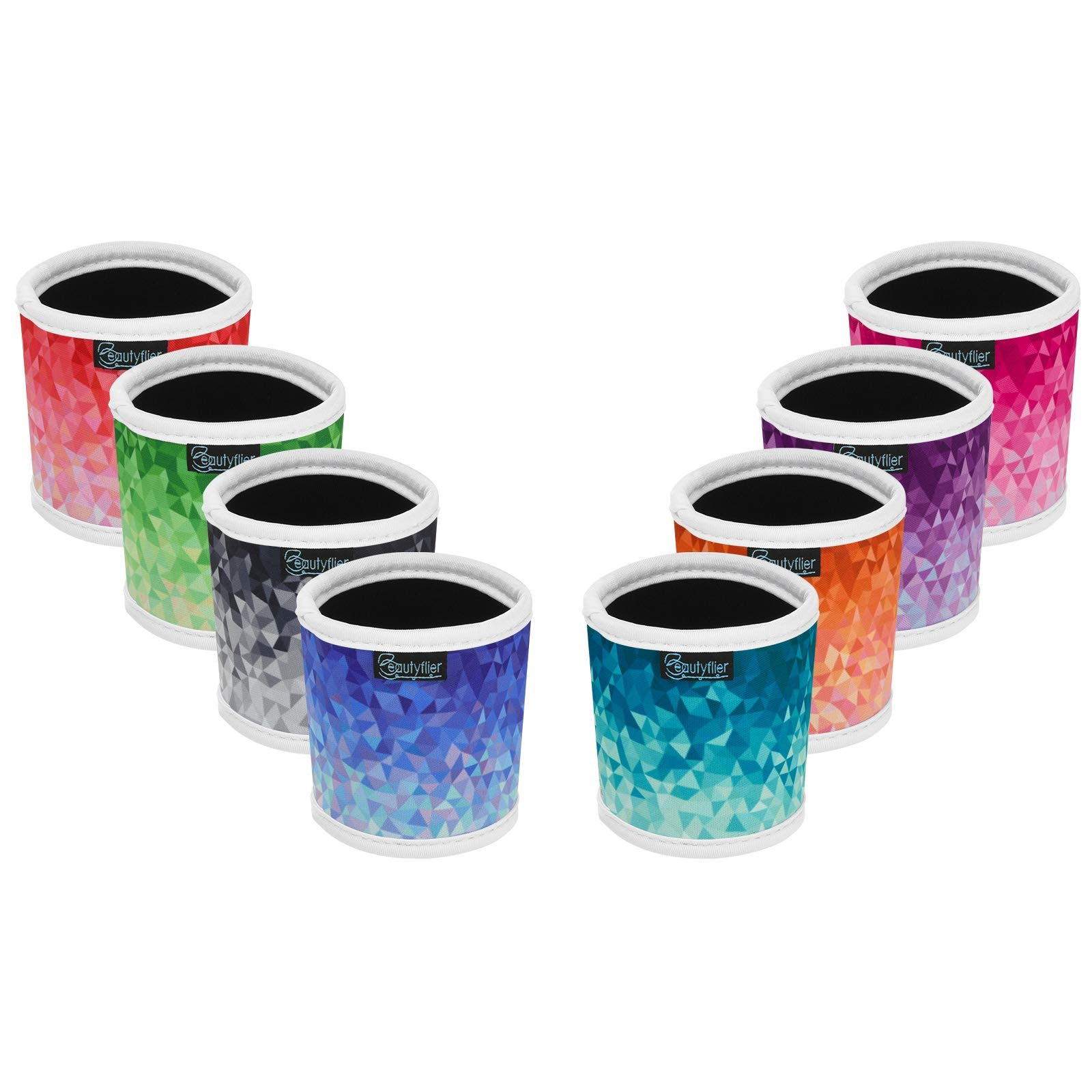 Beautyflier 8Pcs Anti-Slip Neoprene 2.5Mm Thick Collapsible Heat Resistant Coffee Cup Insulated Sleeve For Coffee/Tea/Cold Drink