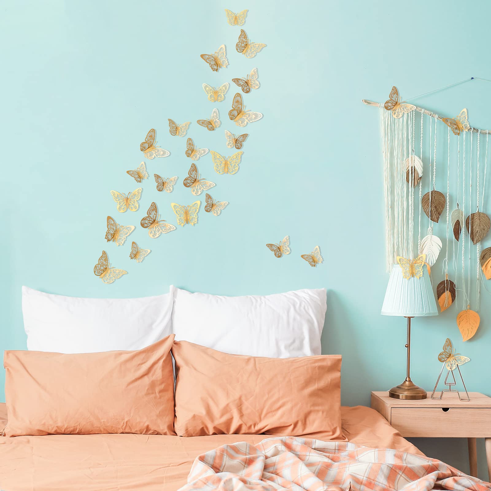 Crosize 72 Pcs Gold Butterfly Decorations  3 Sizes 4 Styles  3D Butterfly Wall Decor  Butterfly Party Decorations  Birthday Decorations  Butterflies for Crafts  Cake Decorating  Wall Stickers Room Decor for Baby Shower Girls Kids