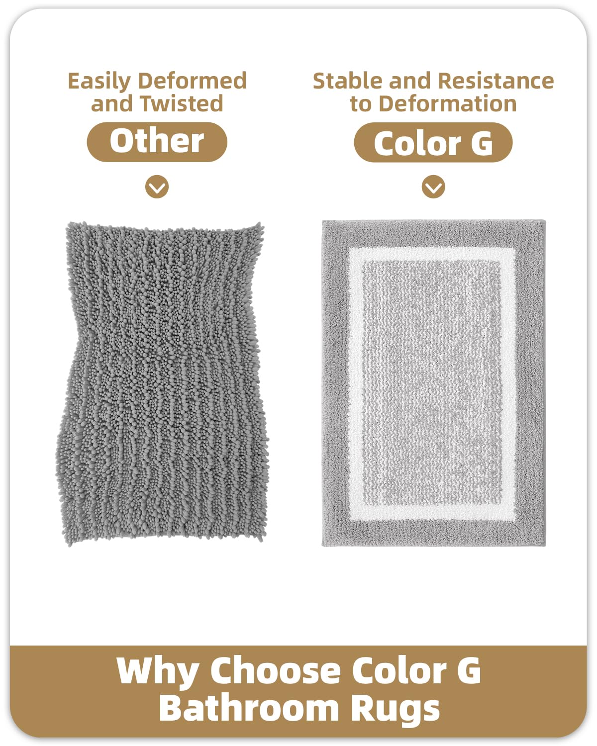 Color G Gray Bathroom Rugs - Absorbent  Non Slip  Soft  Washable  Quick Dry  24 ''x43 '' Long Grey and White Bath Mat Bathroom Runner Bathroom Carpet