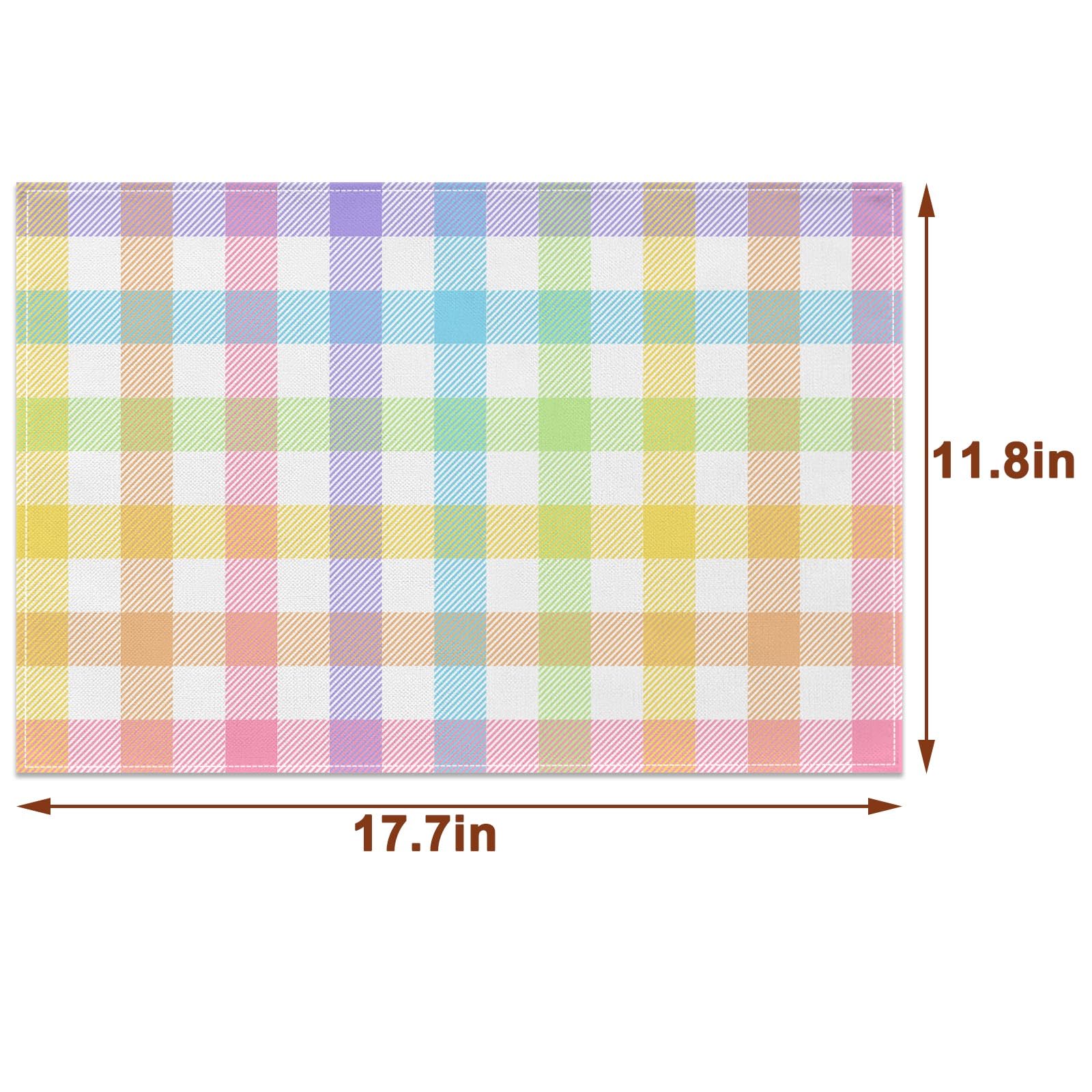 Pudodo Easter Buffalo Plaid Check Placemats Set Of 4 Spring Holiday Party Decorations For Home Kitchen Table Supply (12'' X 18''