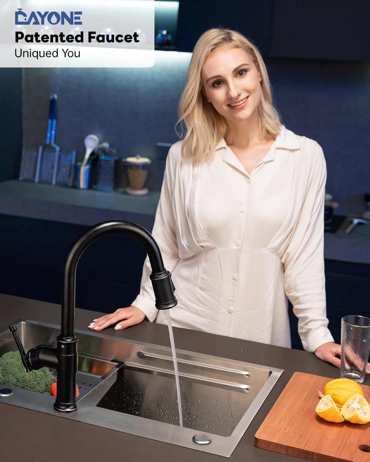 Antique Oil Rubbed Bronze Kitchen Sink Faucet With Soap Dispenser, Dayone Pull Down Farmhouse Faucet For Sink With 3 Mode Spraye