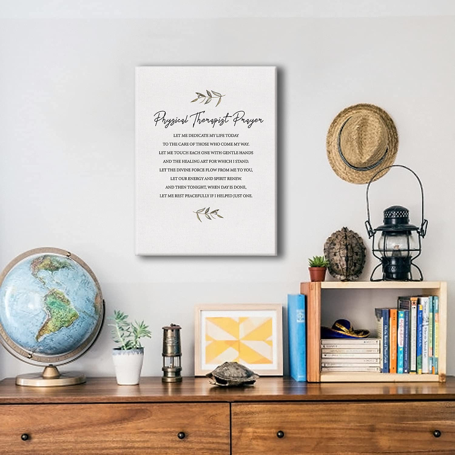 Therapist Gifts For Women Men Framed, Physical Therapist Prayer Poster Canvas Wall Art Painting Ready To Hang For Home Office De