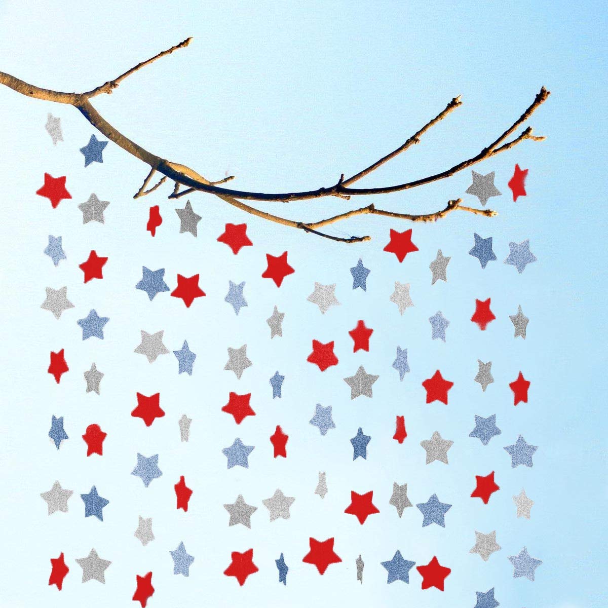 6 Pack Patriotic Star Streamers Garland Red White Blue Bunting Banner Paper Hanging Decorations for 4th of July American Indepen