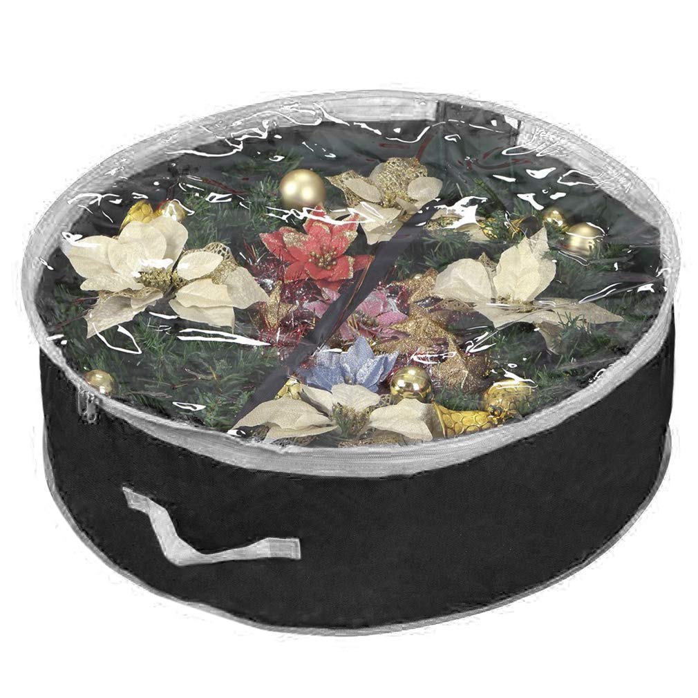 Primode Wreath Storage Bag 36'' | Garland Wreaths Container With Clear Window For Easy Xmas Holiday Storage | Durable 600D Oxfor