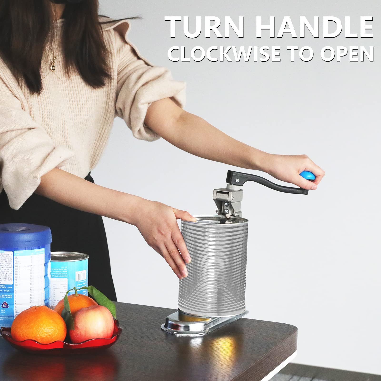 Commercial Can Opener, 18'' Old Reliable Manual Can Opener With Plated Steel Base For Cans, Heavy Duty Industrial Can Opener,Scr