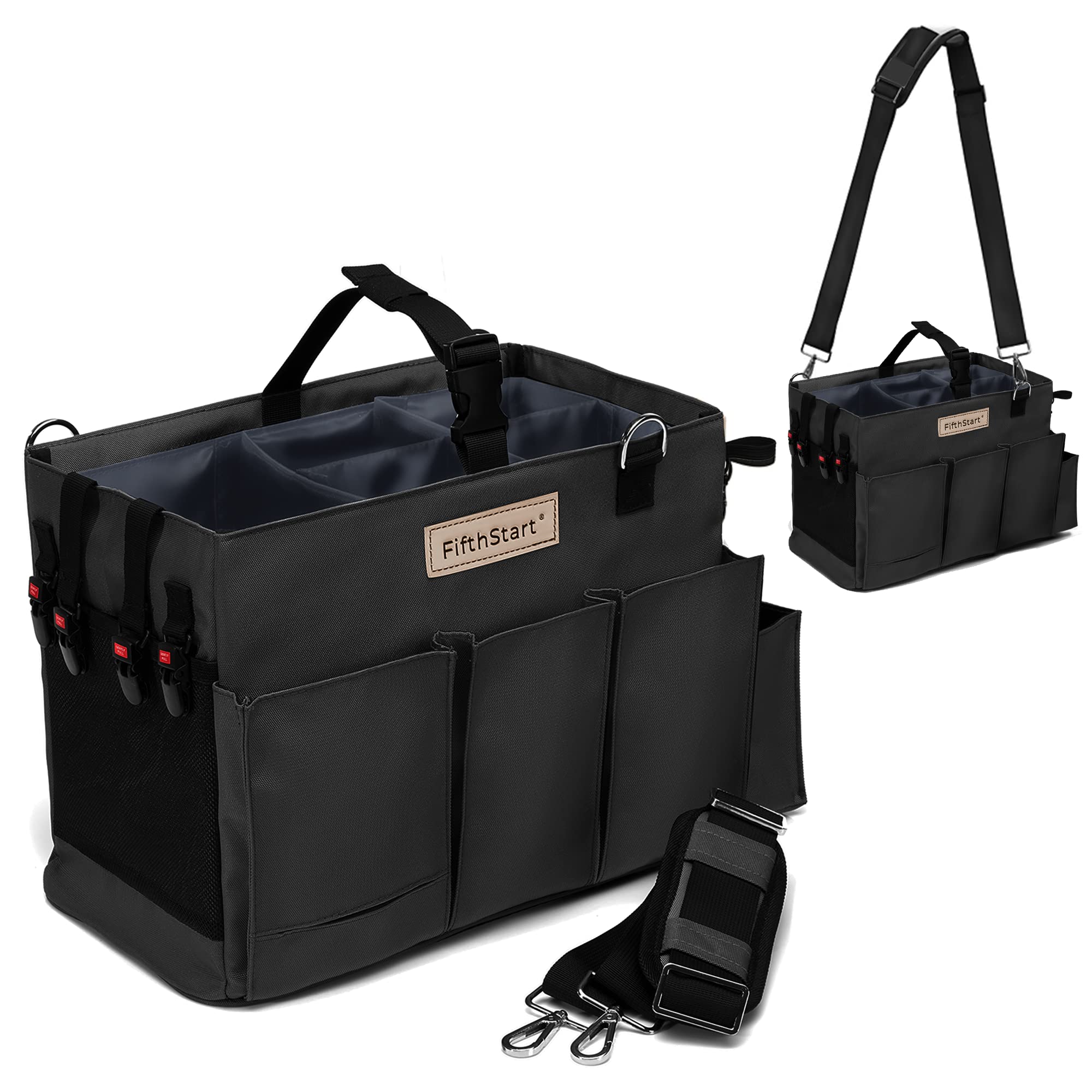 Fifthstart Wearable Cleaning Caddy, A Cleaning Supplies Organizer With Shoulder Strap & Removable Waist Strap. Professional Clea