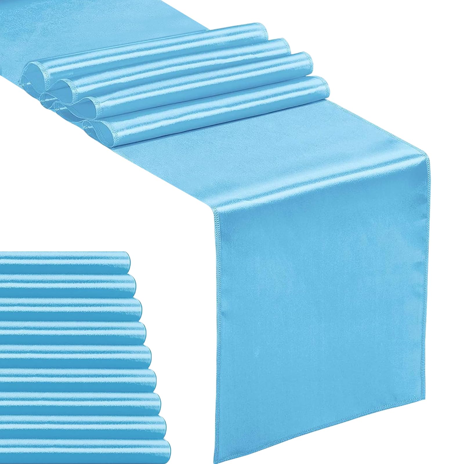 10-Pack Satin Table Runner Blue 12 X 108 Inches Long, Table Runners For Wedding, Birthday Parties, Banquets Decorations(10 Pack,