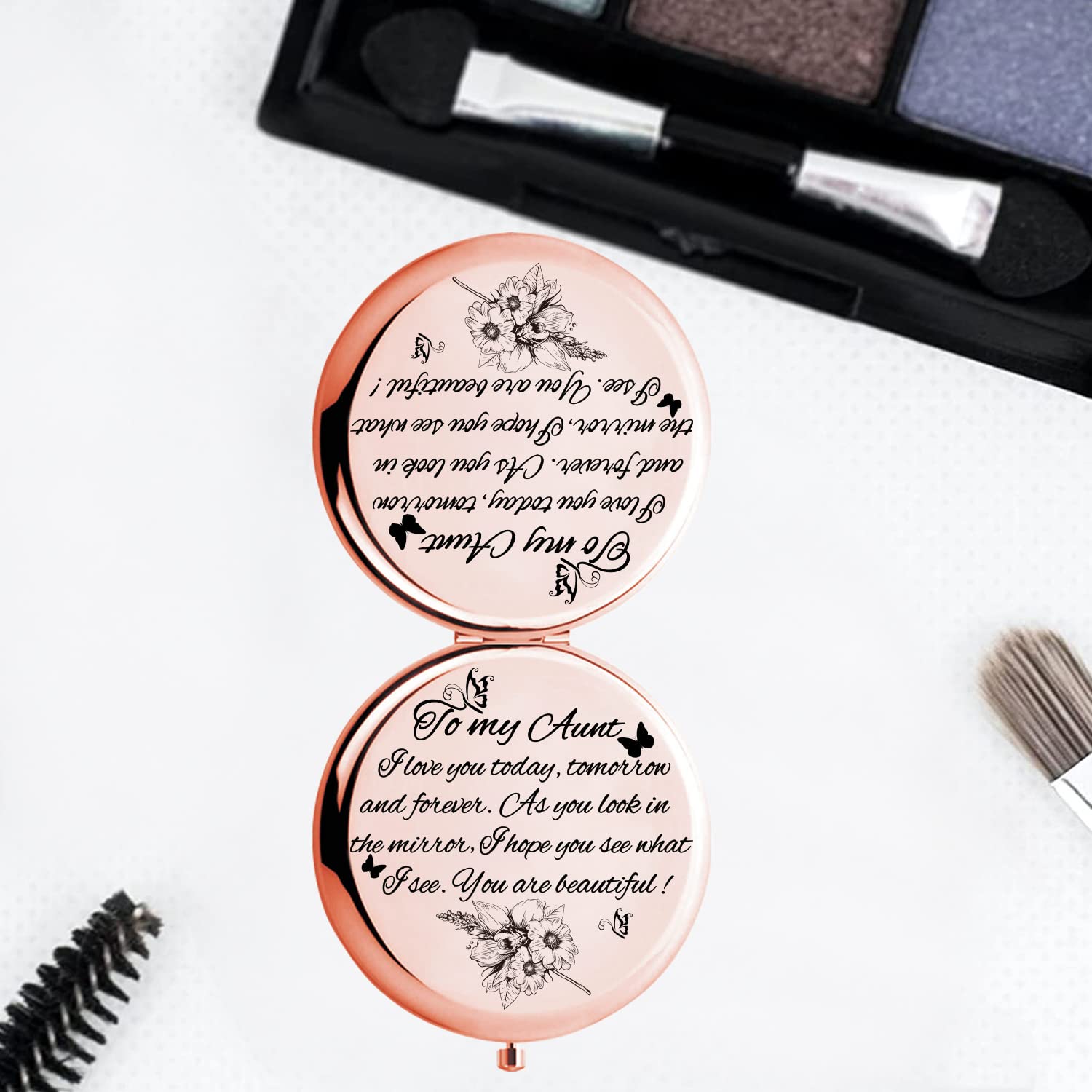Hnoonz Best Aunt Ever Gifts,Best Aunt Makeup Bag,Aunt Cosmetic Bag,Aunt Compact Mirror,Birthday Gifts For Aunt,Aunt Gifts From N