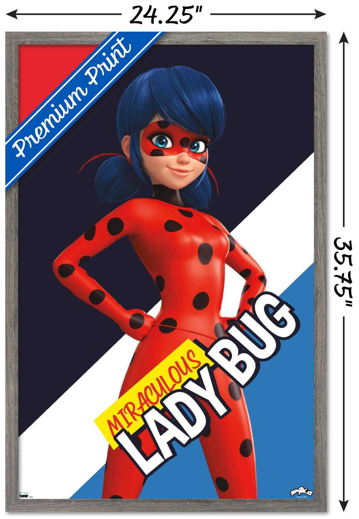 Trends International Miraculous-Ladybug Wall Poster, 22.375 In X 34 In, Barnwood Framed Version