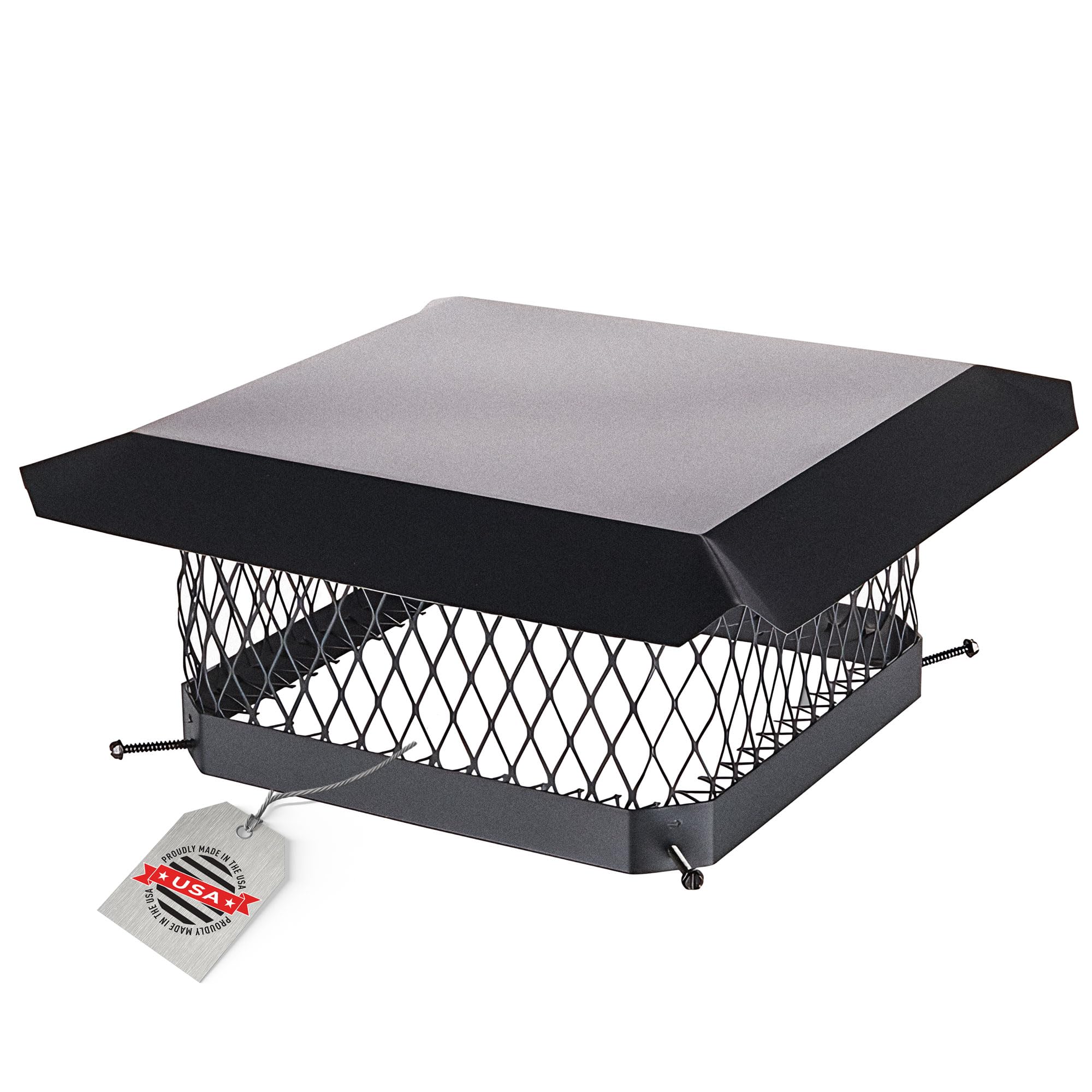 Hy-Guard Galvanized Steel Chimney Cover - Hy-C Black Chimney Cap, Single Bolt-On Chimney Fireplace Cover, Chimney Flue Cover To