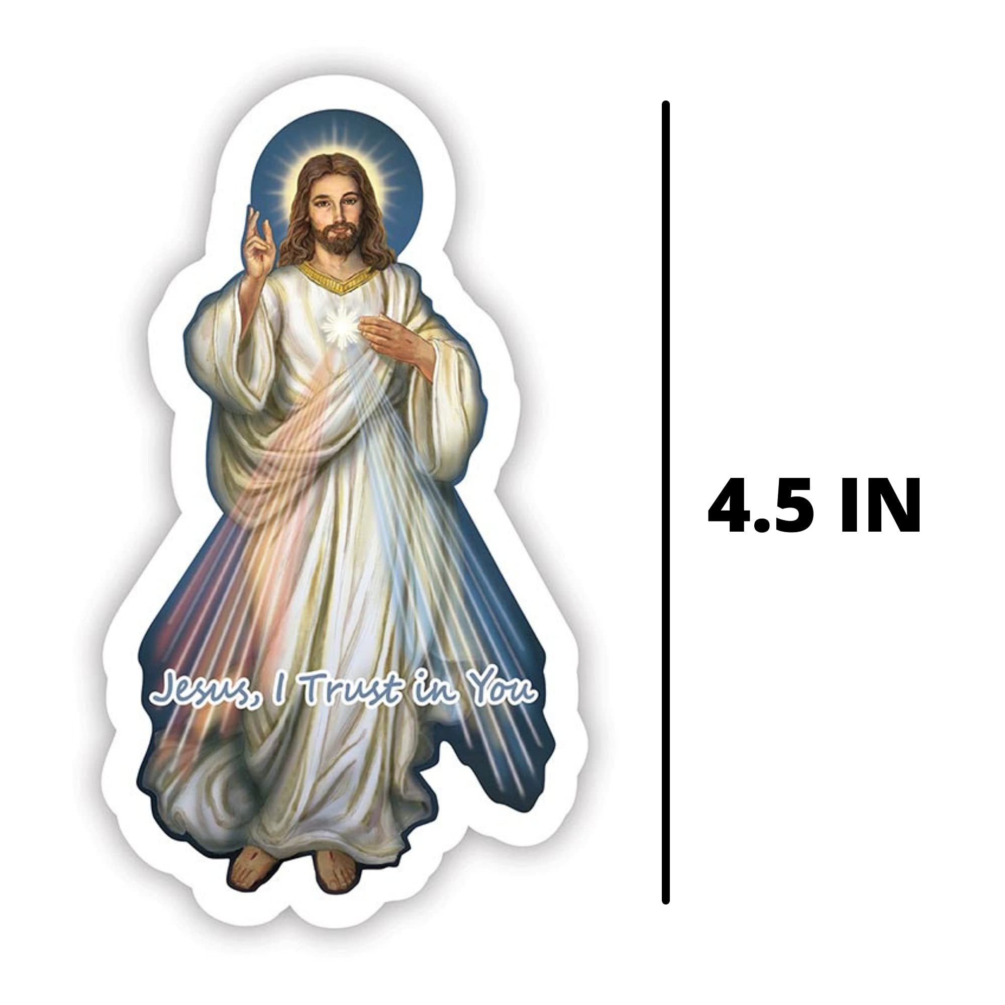 Religious Magnetic Decal For Cars, Refrigerators, And Whiteboards, Magnet For Catholic Gift Basket, 4.5 Inches (Divine Mercy)