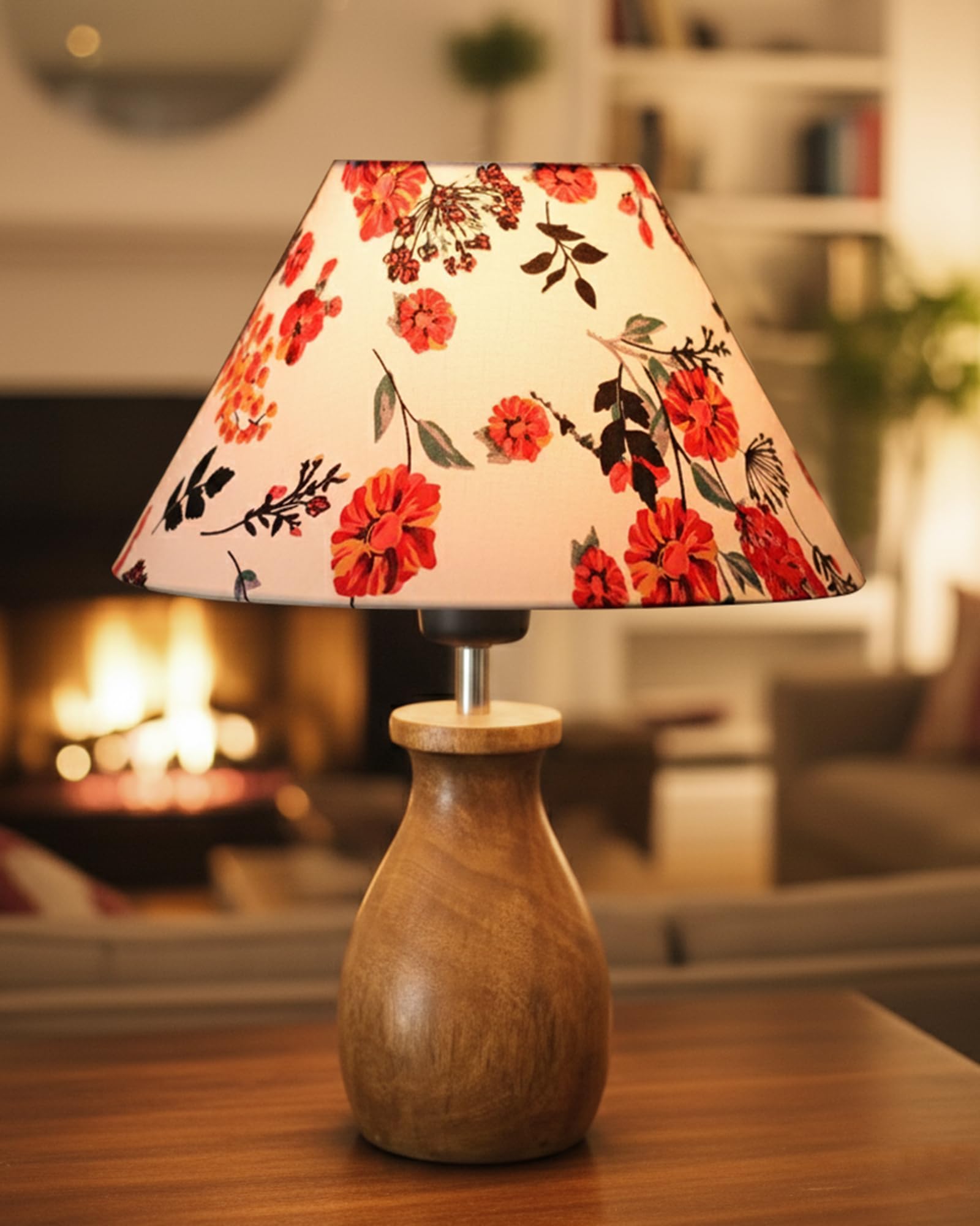 Homesake  Dovel Pot, Modern Led Table Lamp With Shade, Wooden Base Modern Fabric Lampshade For Home Office Cafe Restaurant, (Mar
