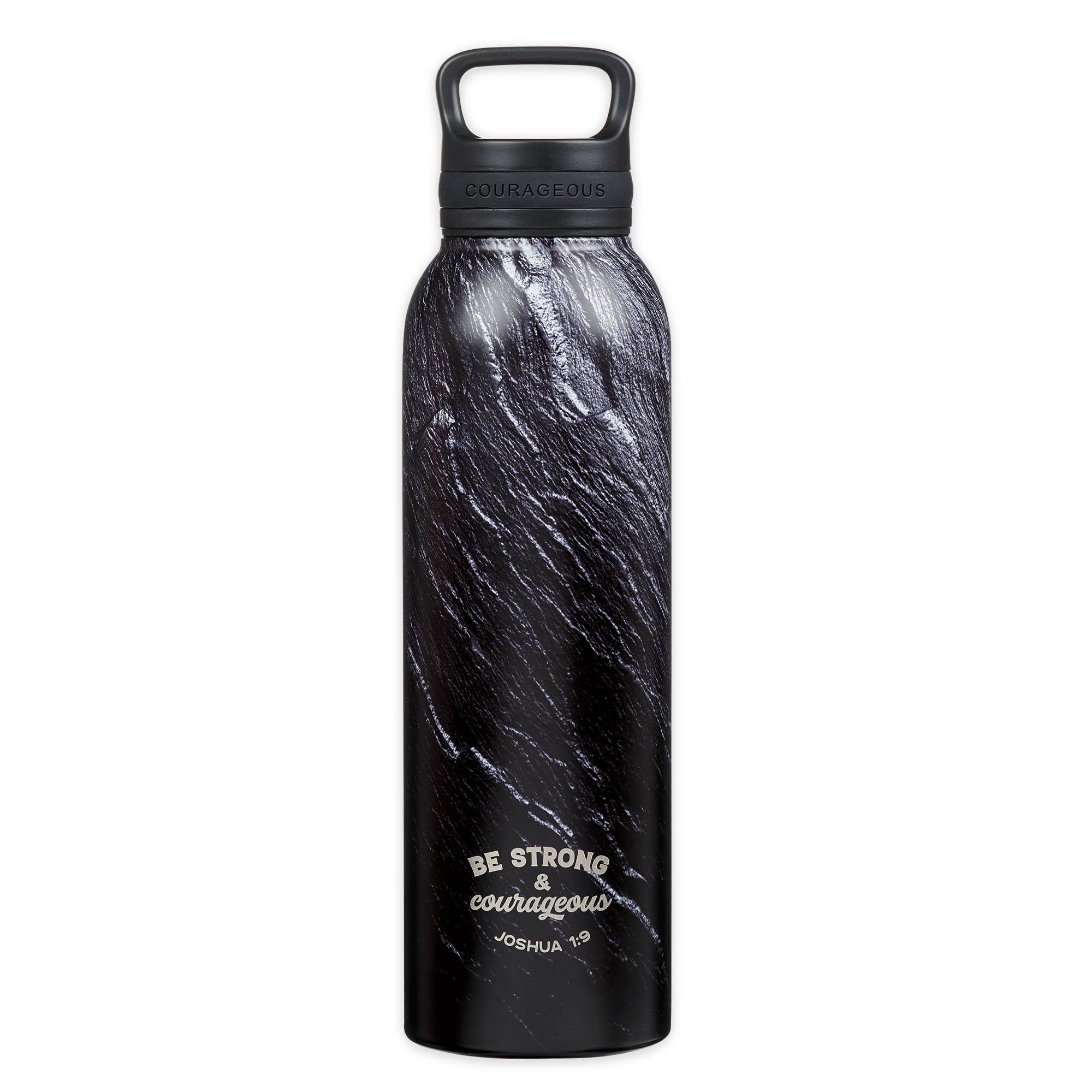 Christian Art Gifts Stainless Steel Double Wall Vacuum Insulated Water Bottle for Men & Women: Strong & Courageous - Joshua 1:9 