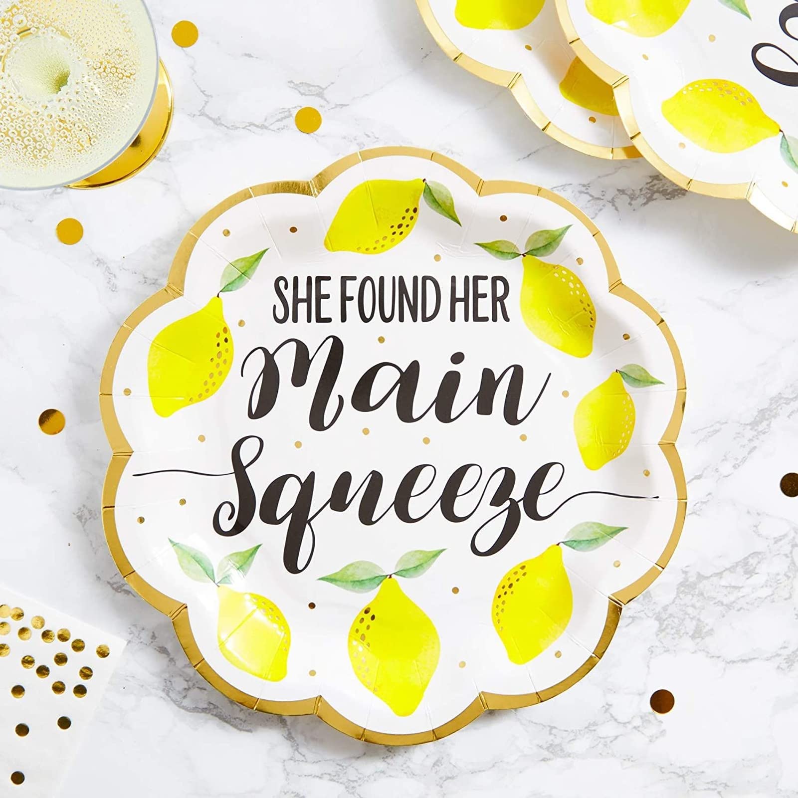 48-Pack Lemon Party Plates  She Found Her Main Squeeze (9 in)