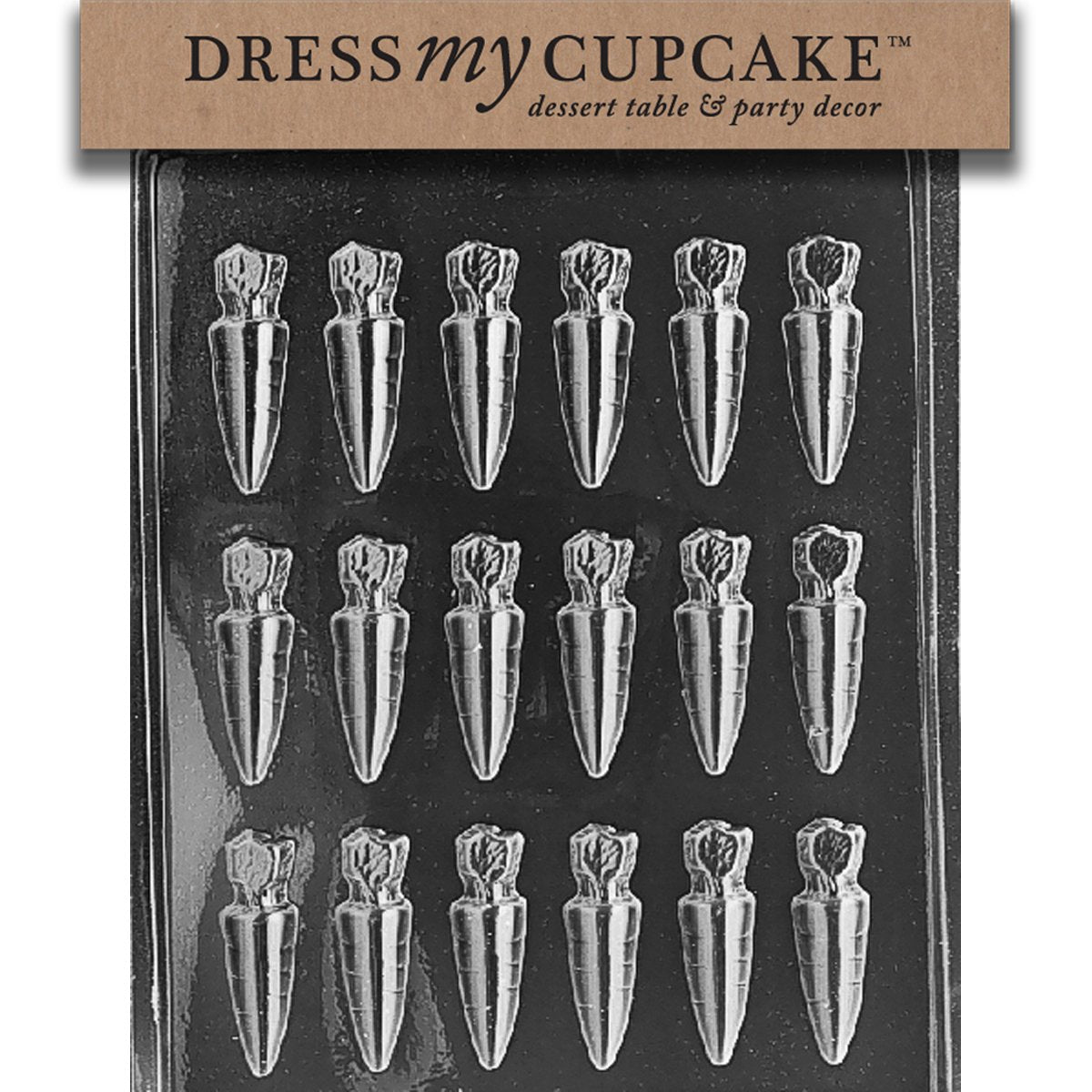 Dress My Cupcake Chocolate Candy Mold, Small Carrots, Easter