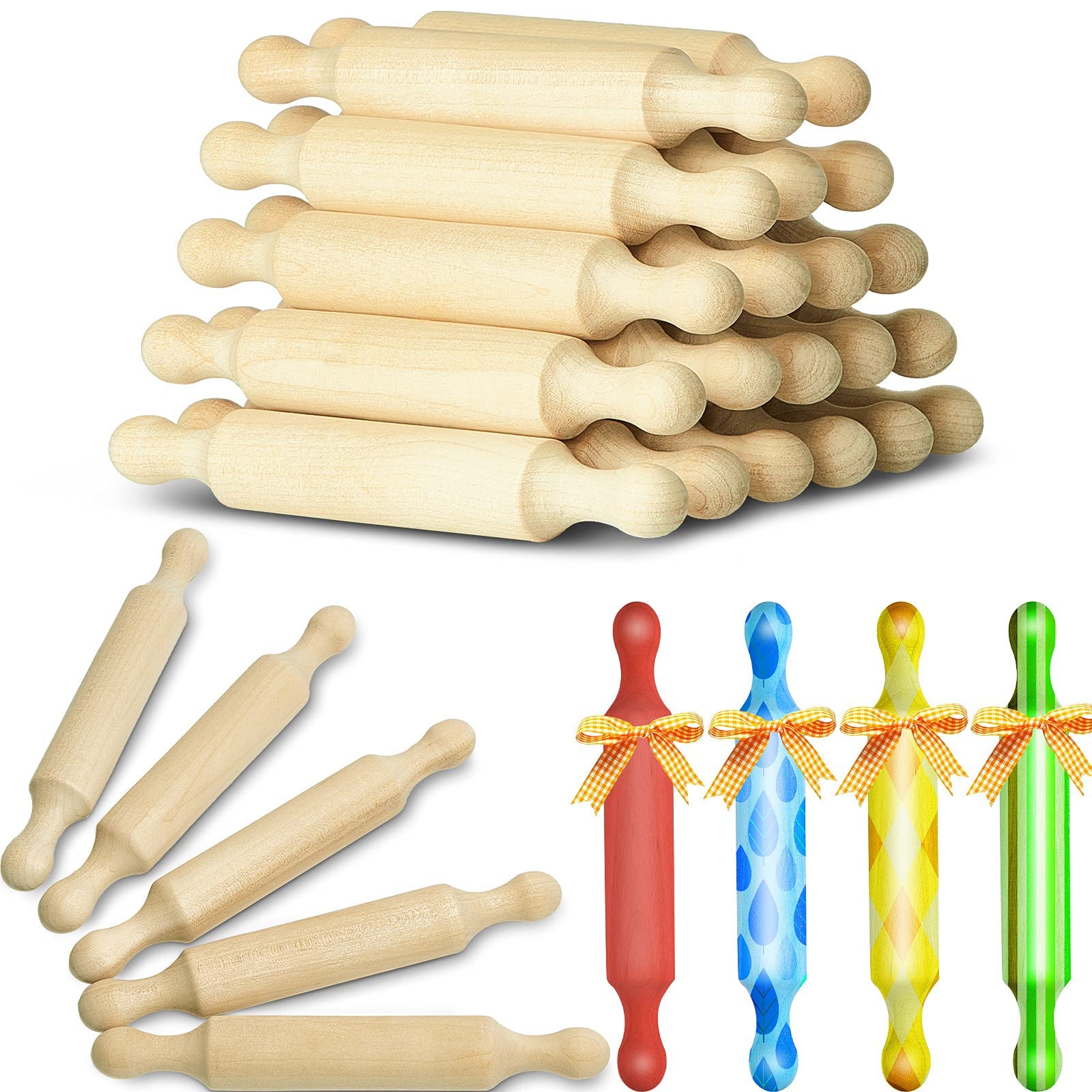 Suclain Wooden Mini Rolling Pin Long Kitchen Baking Small Dough Rolling Pin For Children Fondant Pastry Pizza Crafting And Imagi