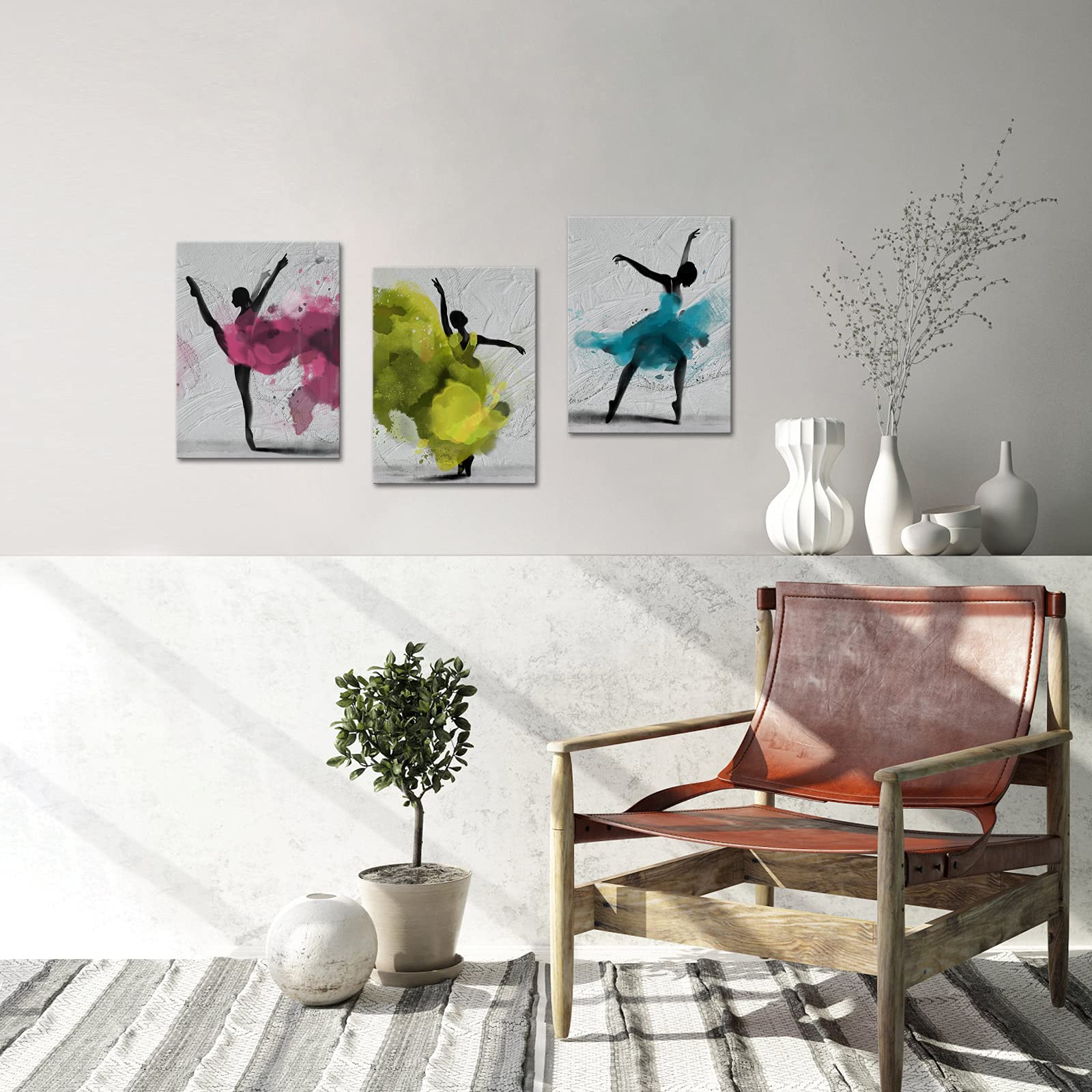 Apicoture Girl Dance Canvas Wall Art - Abstract Ballerina Dancer Watercolor Painting Canvas Prints Artwork For Girl Dancing Room