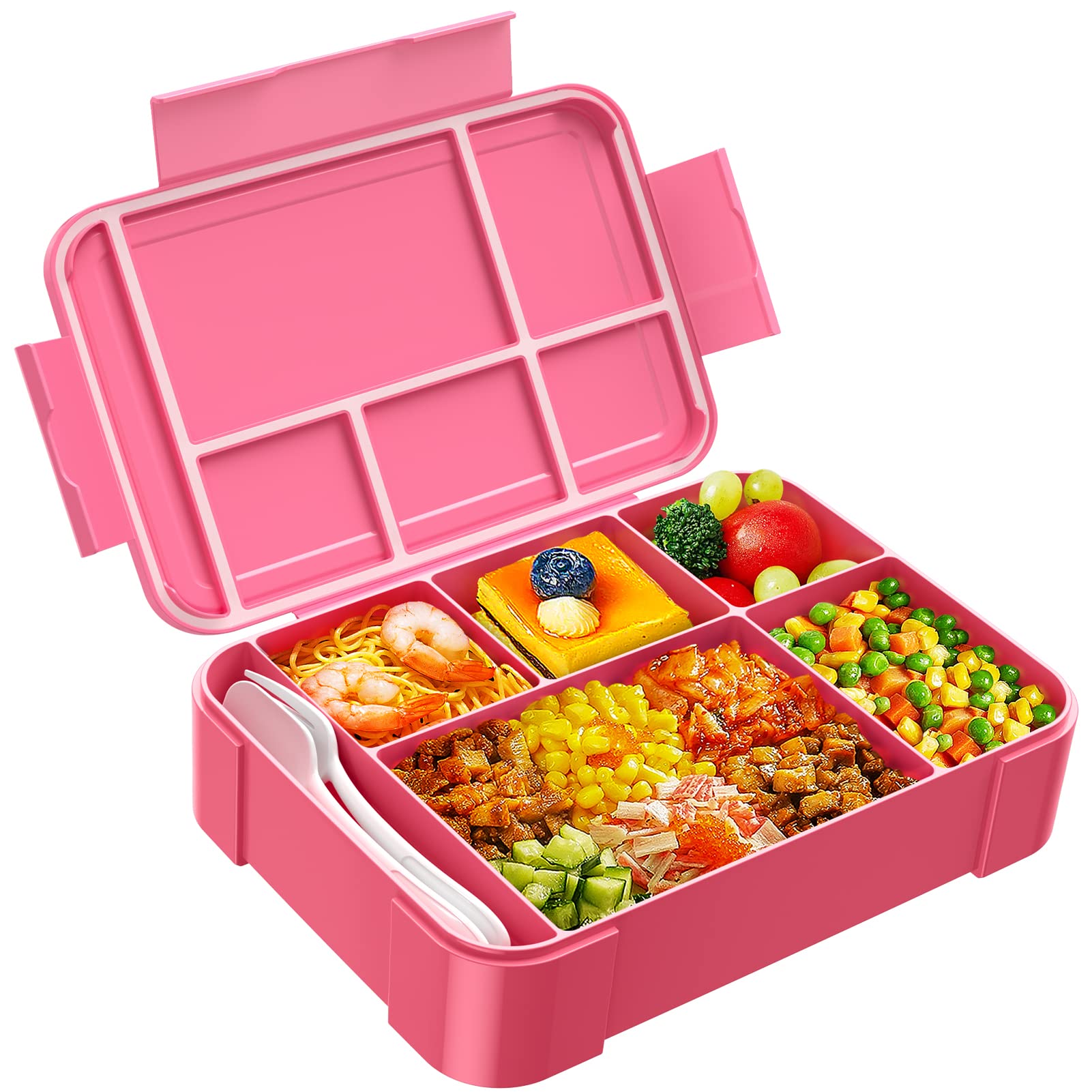 Jelife Kids Bento Box Lunch Box - 1450ml Leakproof 6 Compartments Bento Lunchbox Kids Lunch Boxes with Food Utensils for Back to