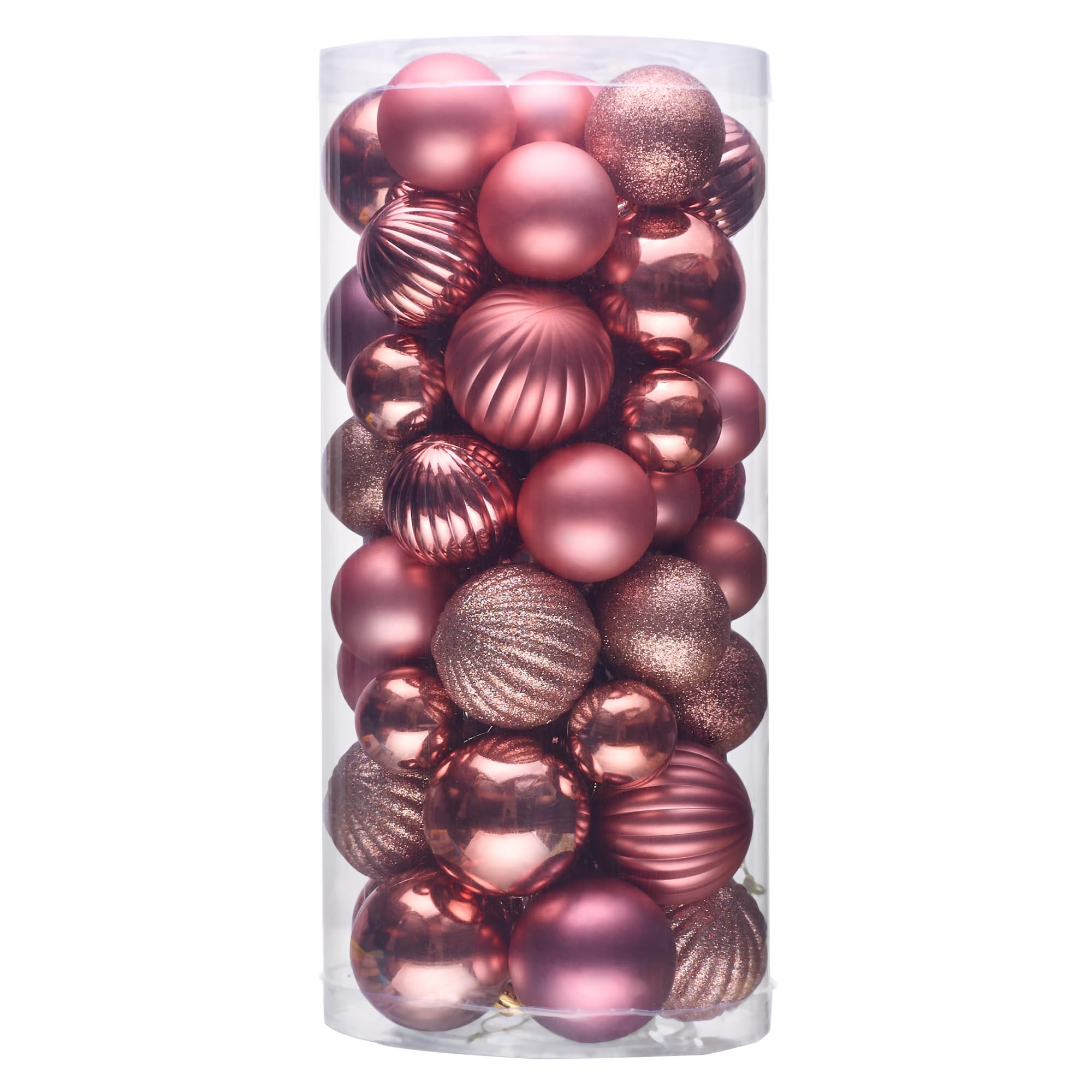 DounakeEvth 50ct Pink Christmas Balls Ornaments for Xmas Tree, Shatterproof Christmas Tree Decorations Hanging Ball for Holiday 