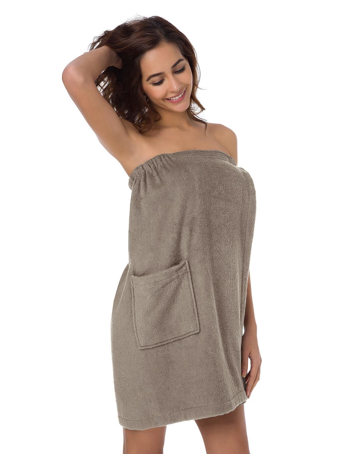 Sioro Bath Wraps For Women Towel Wraps Lightweight Spa Bathrobes With Adjustable Closure & Pockets For Pool Gym