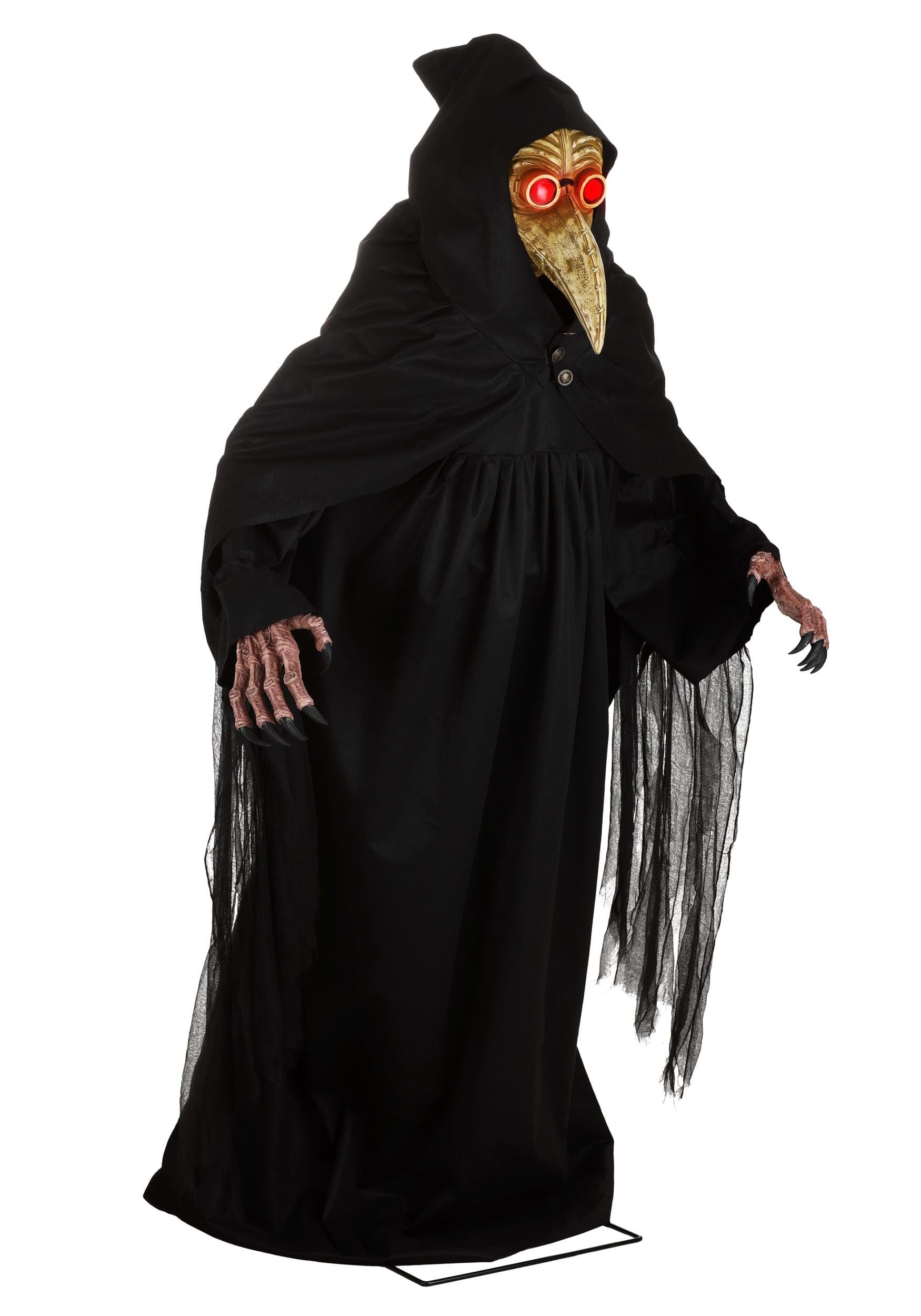 Fun Costumes 7.5 FT Giant Plague Doctor Animatronic Decoration, Plague Middle Ages Decor with LED Eyes, Scary Halloween Decor - 