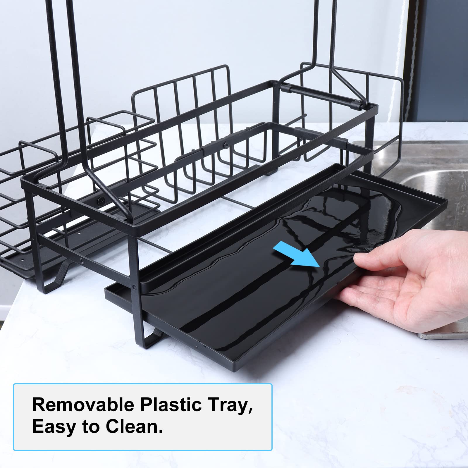 Bbq And Grill Caddy With Paper Towel Holder, Iron Steel Handle & 4 Hooks - Camper Accessories Condiment Caddy - Plates, Cutlery