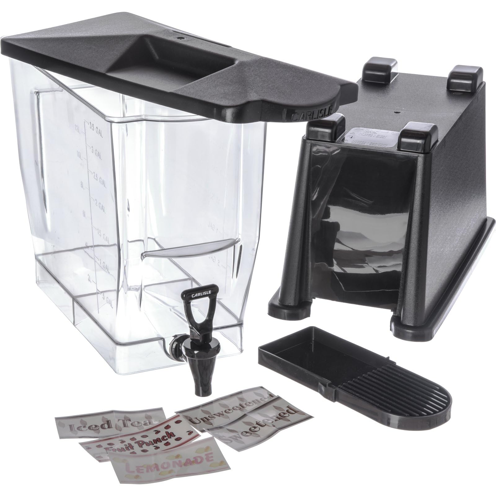 Carlisle Trimline 3 Gal Premium Single 3.5 Gal Drink Dispenser Simple Base Polycarbonate, Black