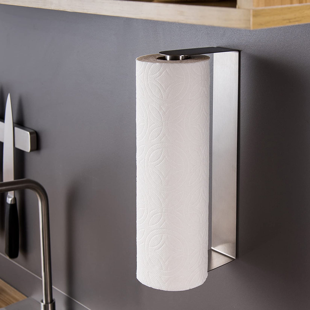Zunto Paper Towel Holder Under Cabinet - Adhesive Paper Towel Rack (No Drilling), Stainless Steel Rustproof, Easy Tear