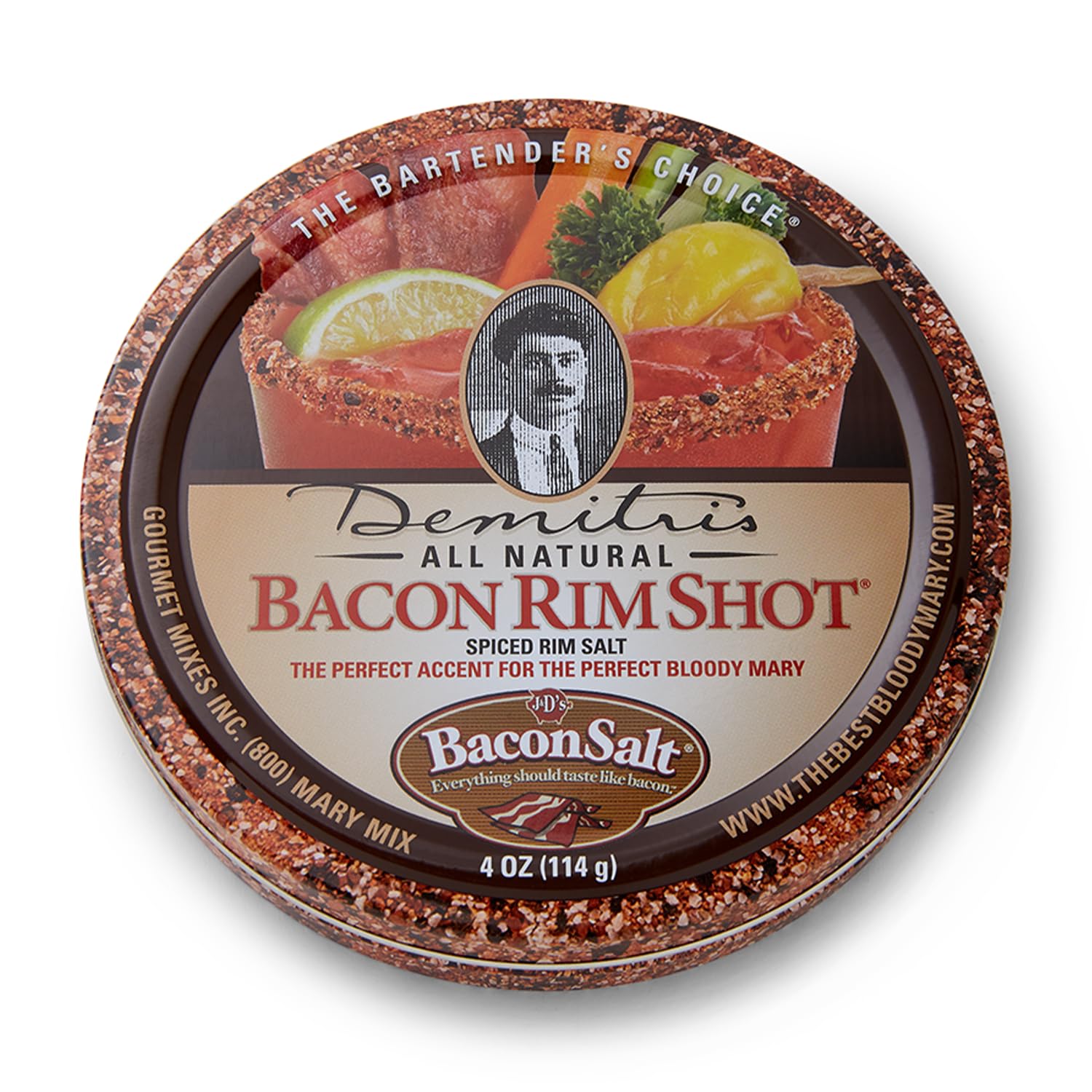 Demitris Bacon Rimshot, Spiced Rim Salt, 4 Ounce Tin