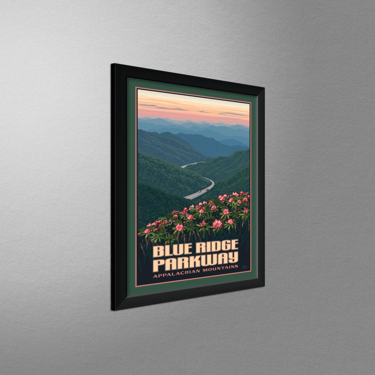 Blue Ridge Parkway Appalachian Mountains Professionally Framed Art Print From Travel Artwork By Artist Paul Leighton Framed Art