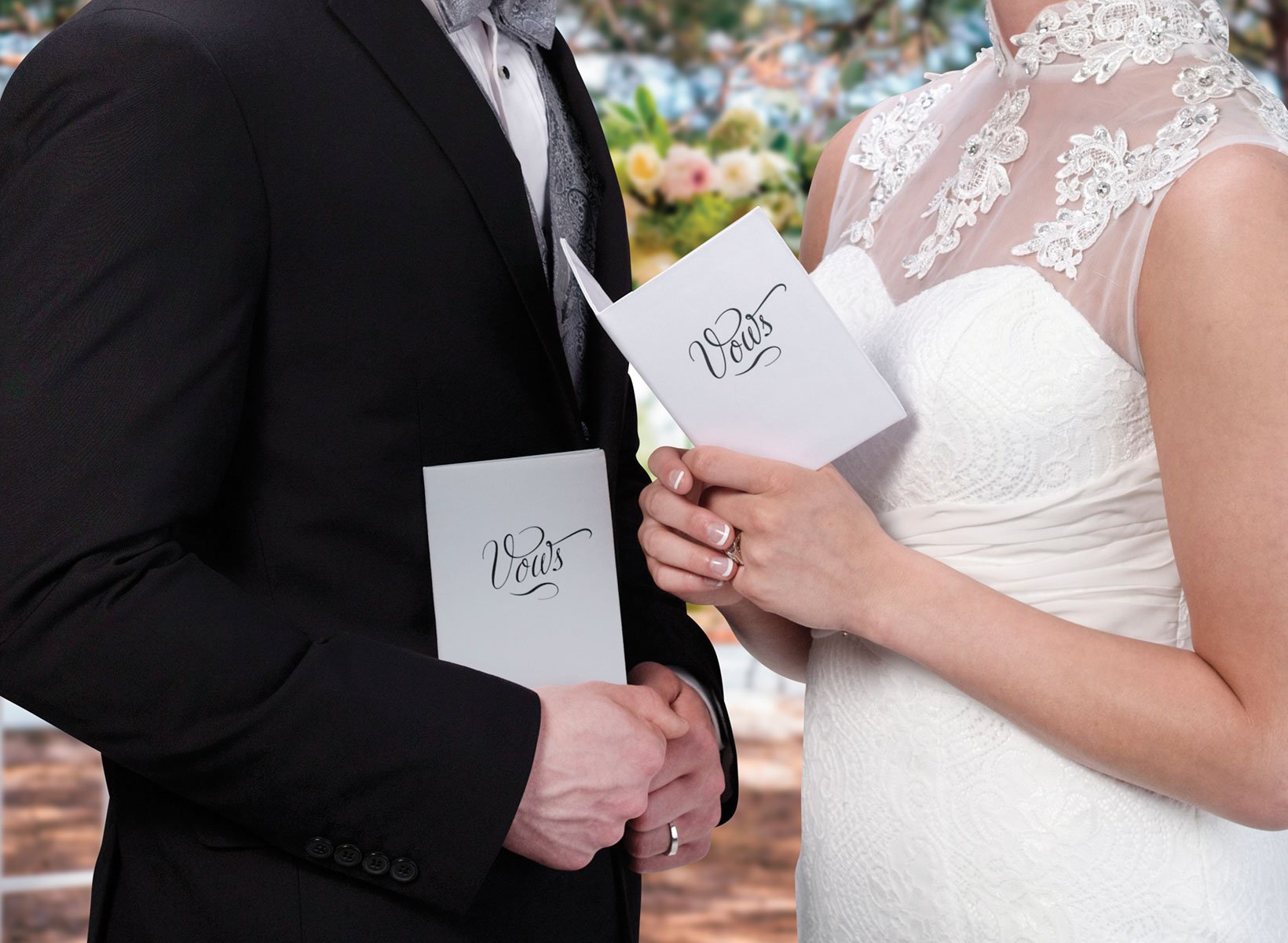 Lillian Rose Wedding Ceremony Silver Satin Vows Books, White
