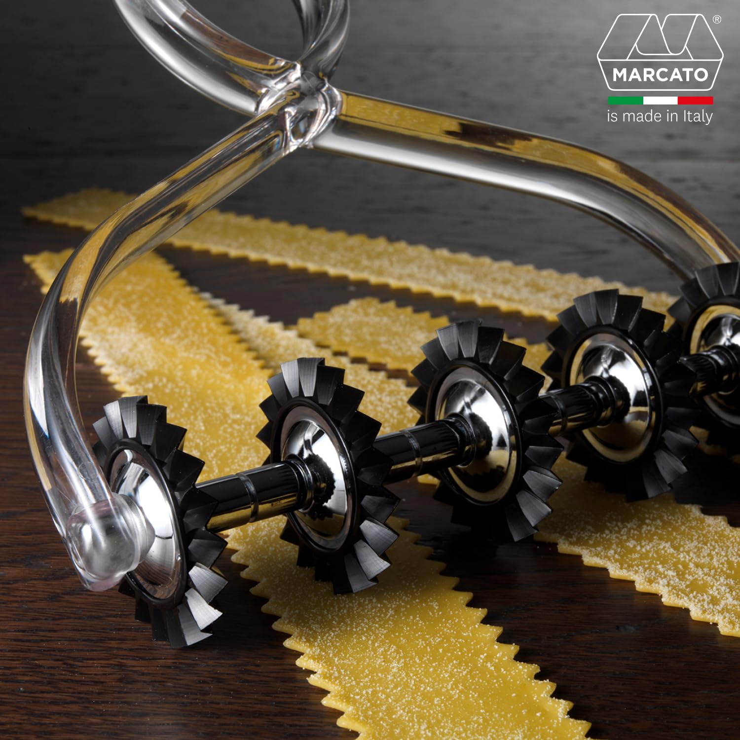 Marcato Design Atlas Made In Italy Pasta Cutter Bike, 9 Interchangeable Wheels, Clear