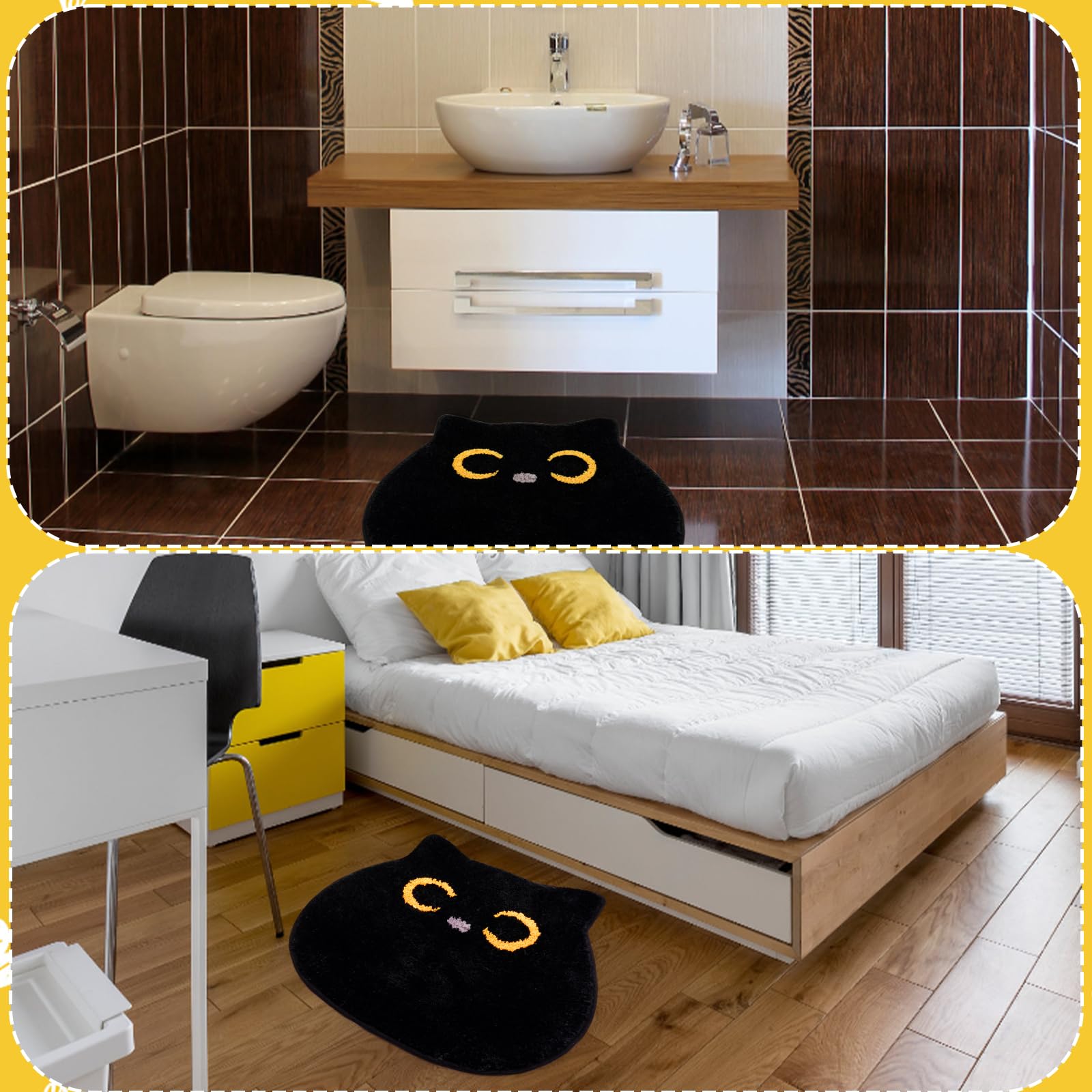 Nigoways Bath Rug - Cute Bathroom Mat,Cat Bath Mat,Absorbent Bath Mat,Washable Indoor Mat,Non Slip Soft Bath Mats For Bathroom B
