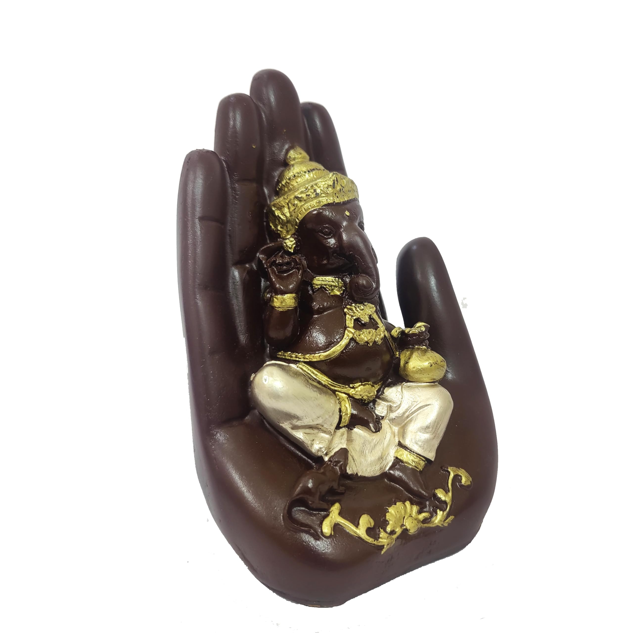 Craftam Polyresin Handcrafted Palm Ganesha Polyresin Showpiece Idol For Home Dcor