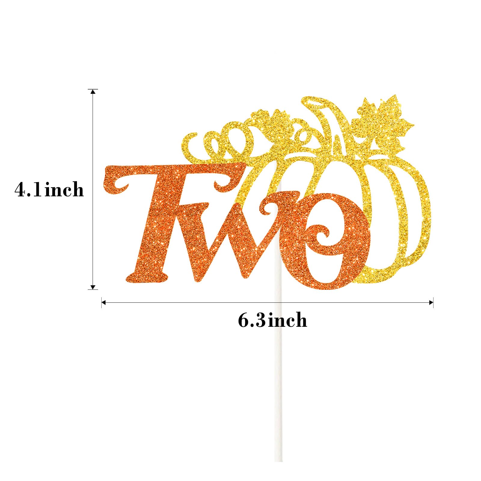Pumpkin Two Cake Topper - Fall Harvest Theme Pumpkin 2nd Birthday Cake Decor - Autumn Baby Shower Two Years Old Birthday Thanksg