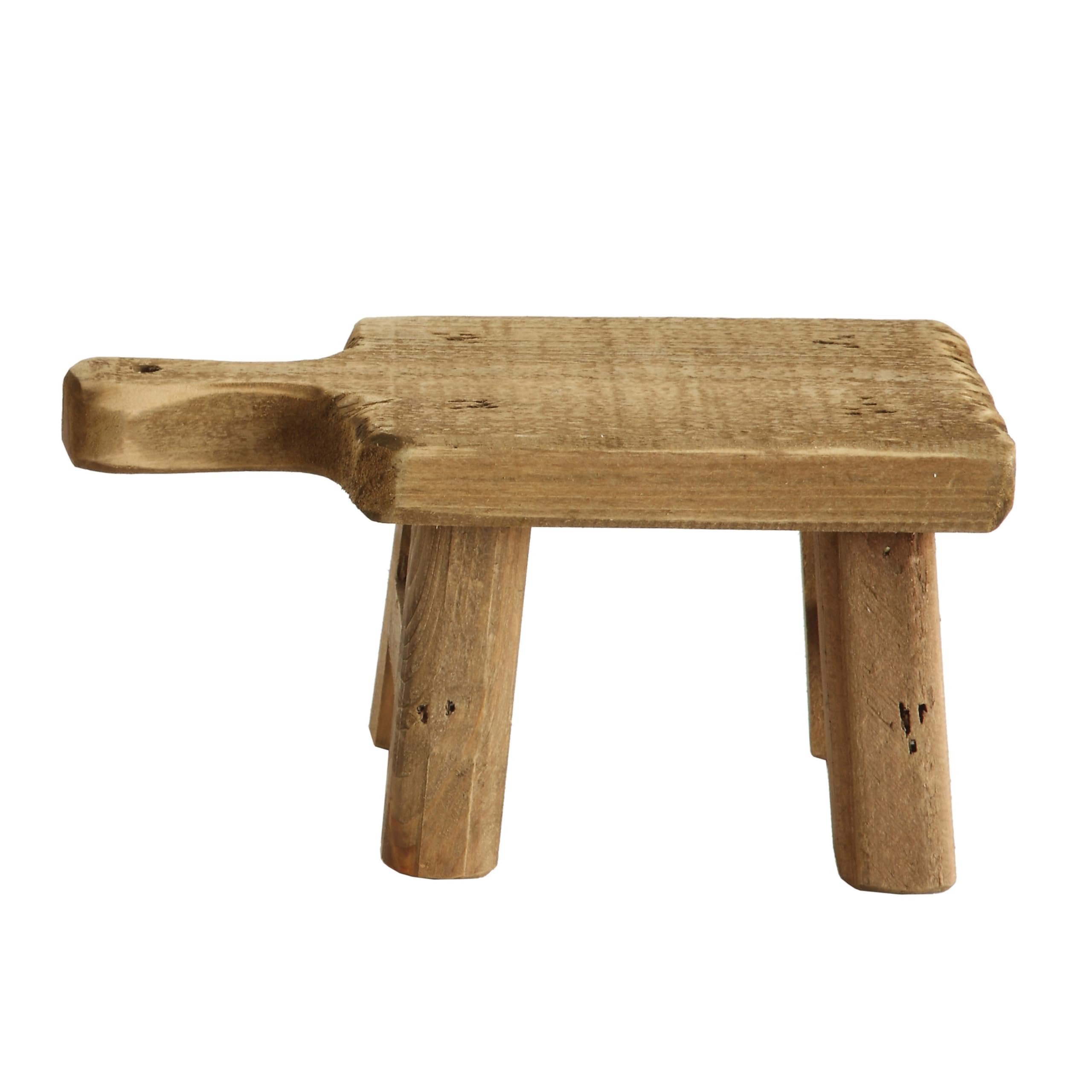 Creative Co-Op Small Wood Pedestal With Handle