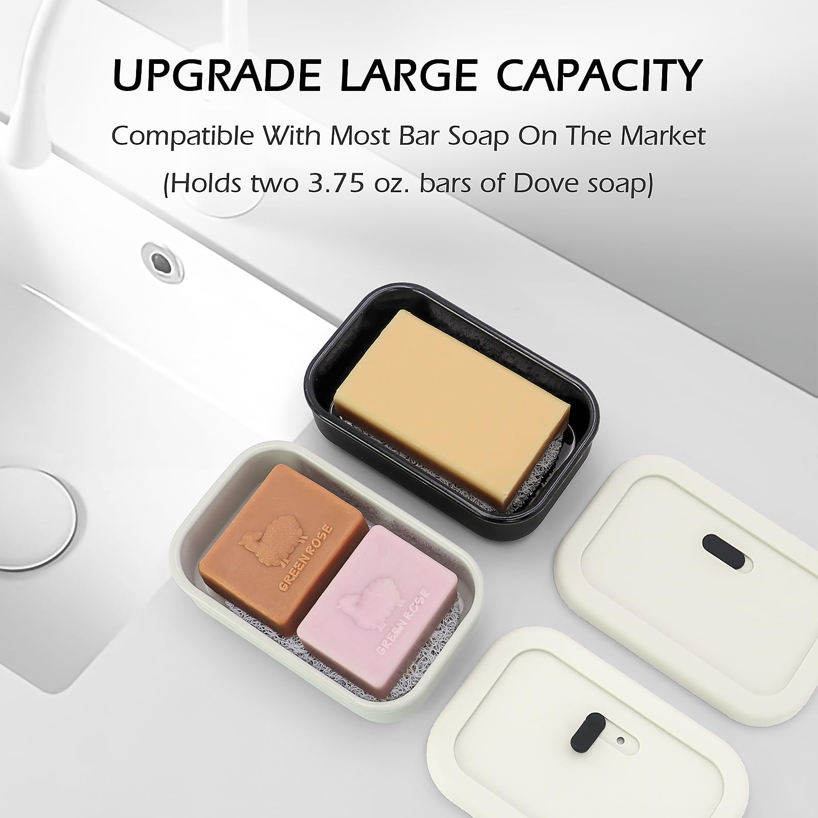 Aidimming Enhanced Leak Proof Travel Soap Case,Shatterproof Silicone Soap Holder For Traveling, Shampoo And Conditioner Bars Soa