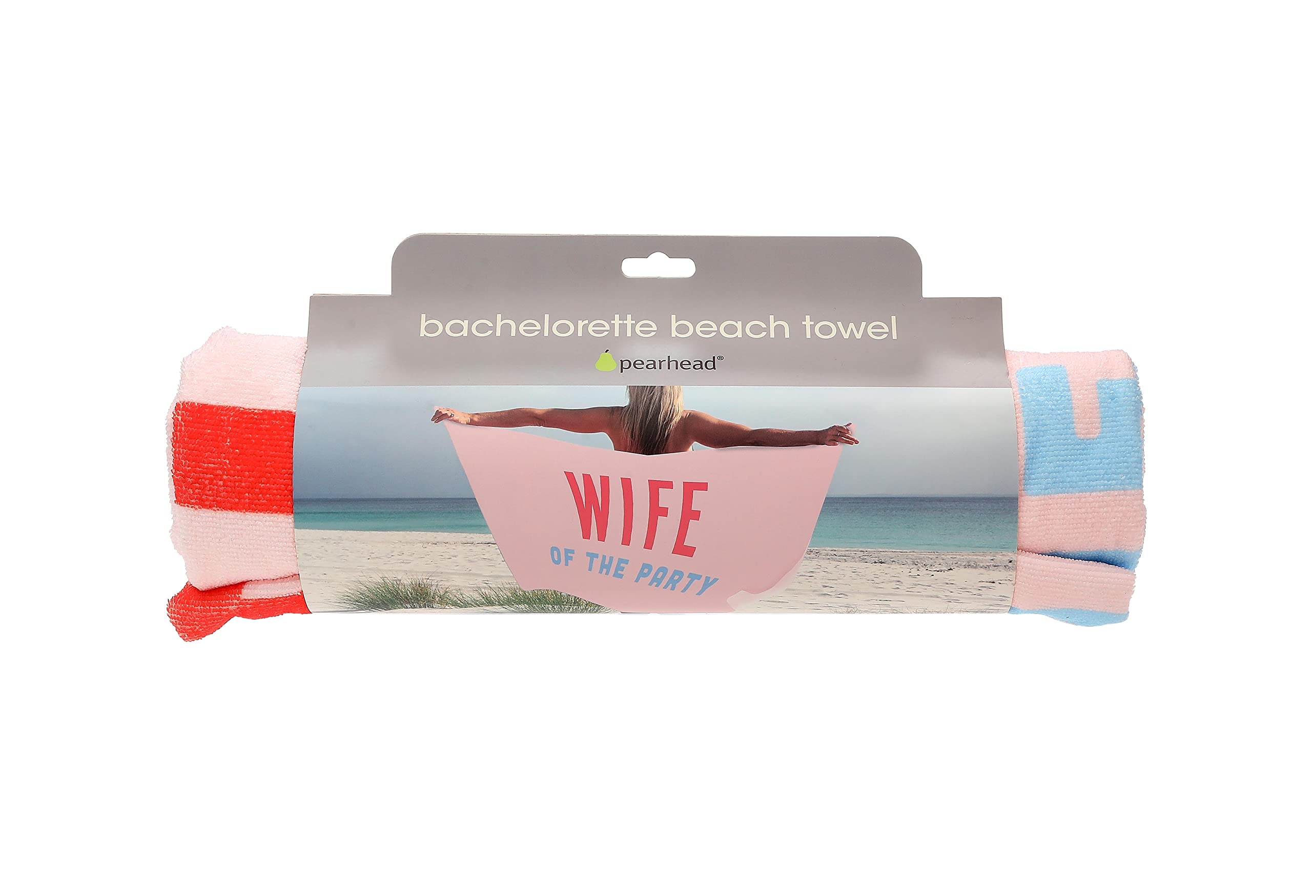 Pearhead Wife Of The Party Beach Towel, Bachelorette Party Decor, Bride To Be Accessory, Bridal Shower Gift