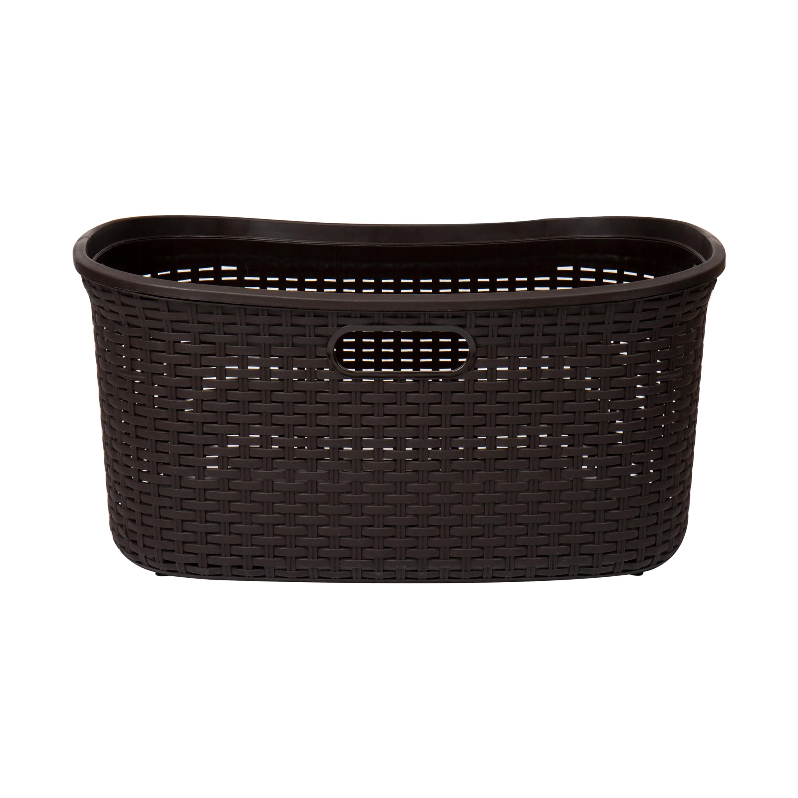 Mind Reader 40L Laundry Basket, Clothes Hamper, Wicker Design, Plastic, 23''L X 14.5''W X 11''H, Brown