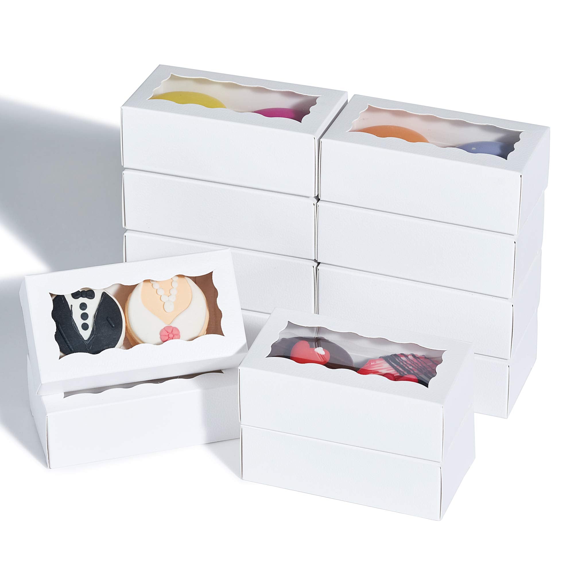 Jcxpack 50Pcs 4.17 X 2.16 X 1.37 Inches White Macaron Gift Boxes For 2, Chocolate Covered Ores Boxes, Macaron Packaging For Wedd