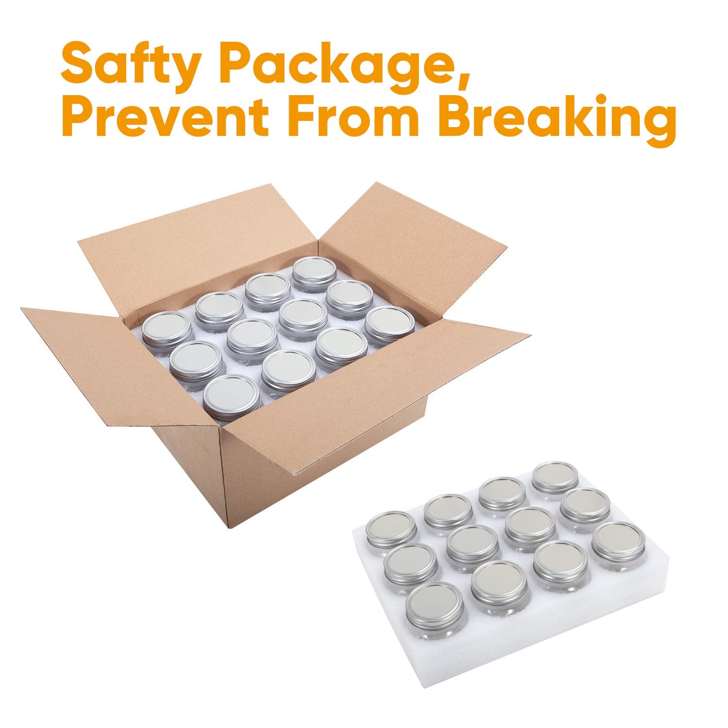 Accguan Mason Jars, Glass Jar 8Oz With Regular Lids And Bands(Silver), Ideal For Jam,Honey,Wedding Favors,Shower Favors, 24 Pack