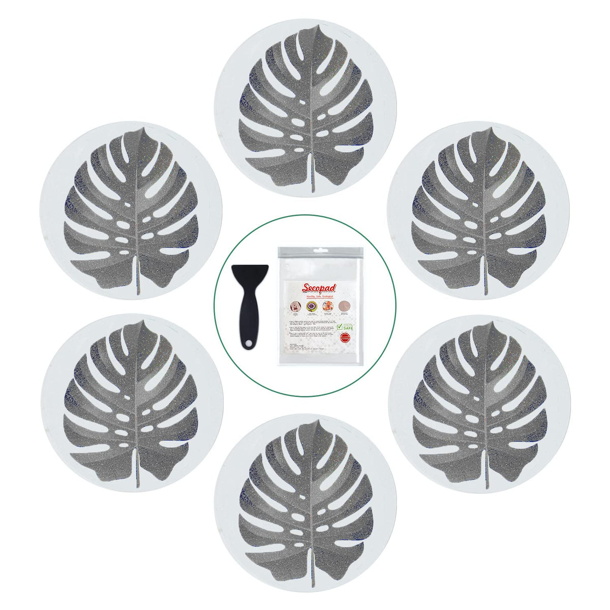 Secopad Non Slip Bathtub Stickers, 10 Pcs Large Leaves Adhesive Anti Slip Decal Threads For Shower And Bath Tub With Premium Scr