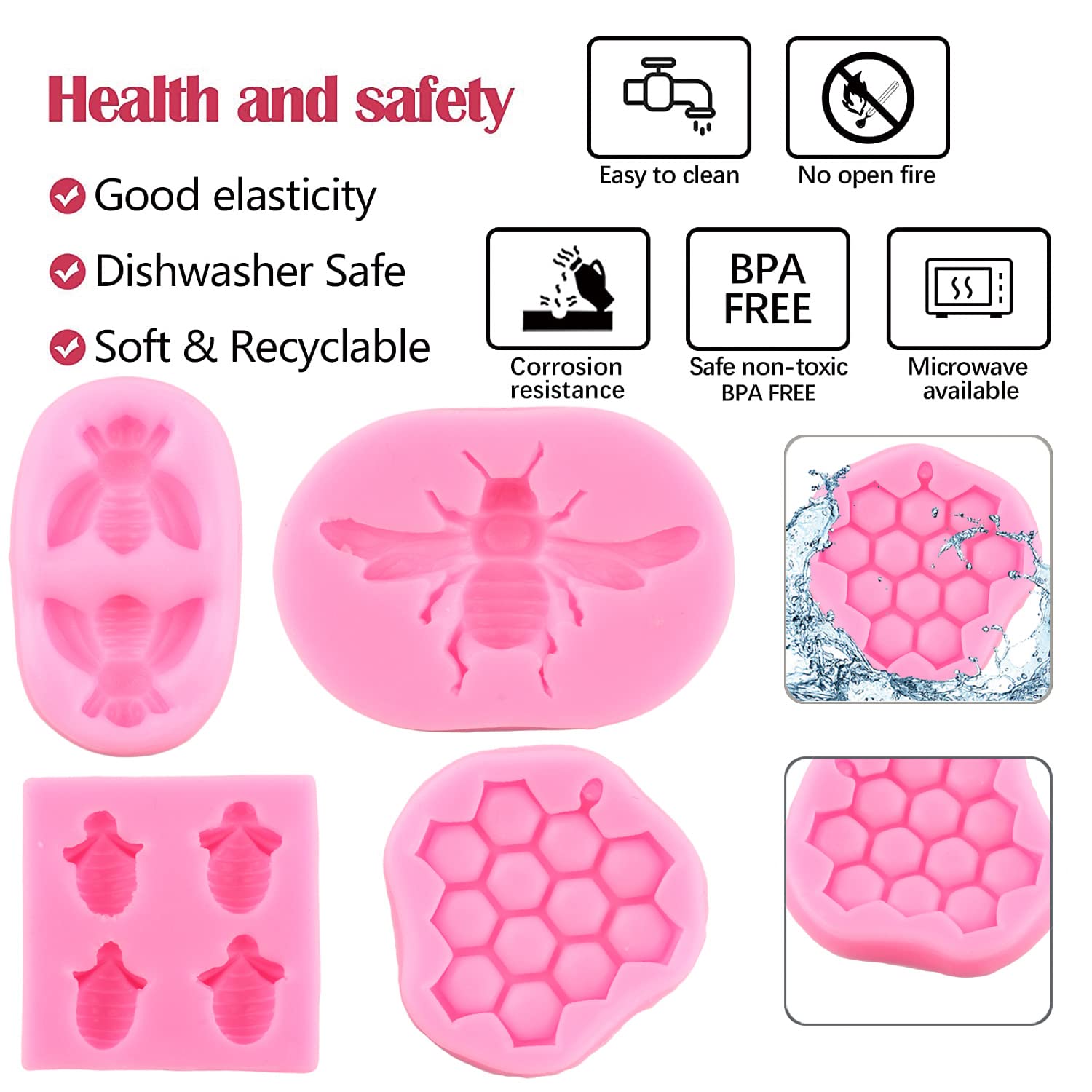 Zixiang Bumble Bee Silicone Mold Honeycomb Fondant Molds Bee Hive Chocolate Molds For Cupcake Cake Decorating Candy Polymer Clay