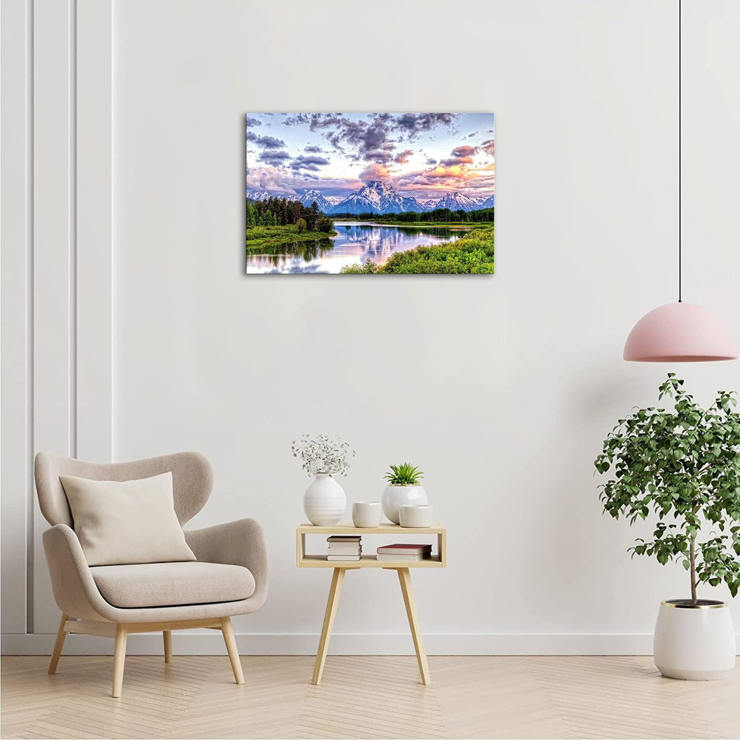 Skasnfai Grand Teton Wall Art Mountain Art Wall Decor National Park Canvas Painting Framed Decor Large Landscape Poster For Livi