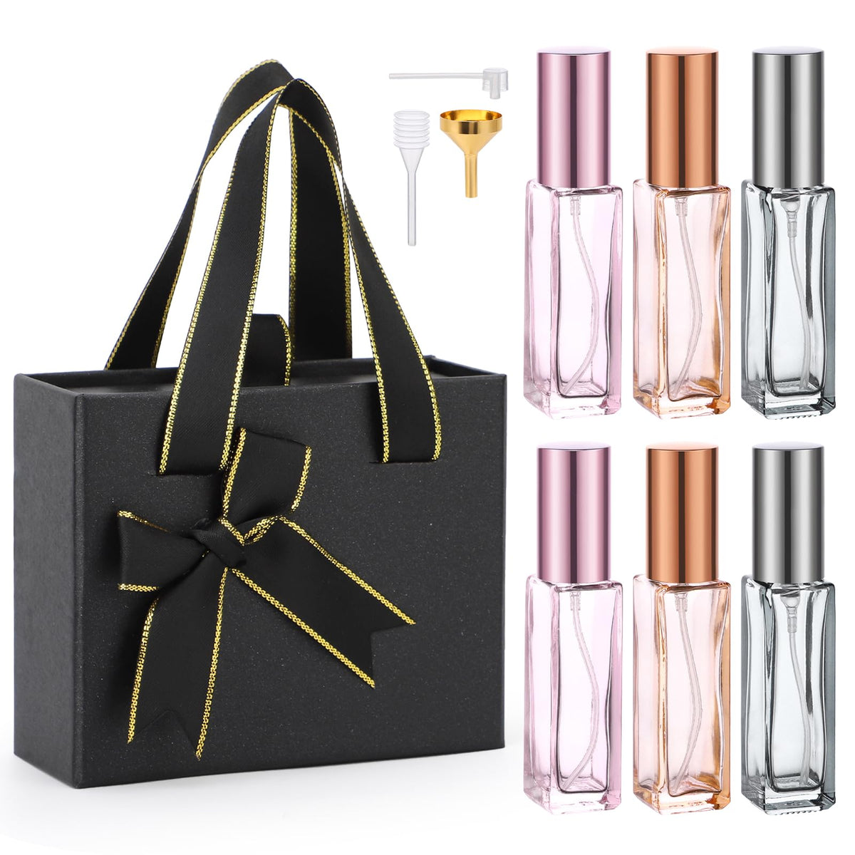 Segbeauty Mini Perfume Refillable Bottle, 6 Pack 10Ml Cologne Travel Bottle Set, Empty Glass Perfume Atomizer With Gift Box Port