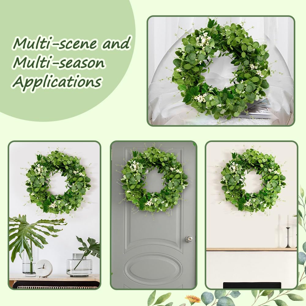 Qingbei Rina Fall Wreaths for Front Door Outside 22 Inch, Fall Outdoor Wreath with Eucalyptus Leaves, Berries, Autumn Wreath for
