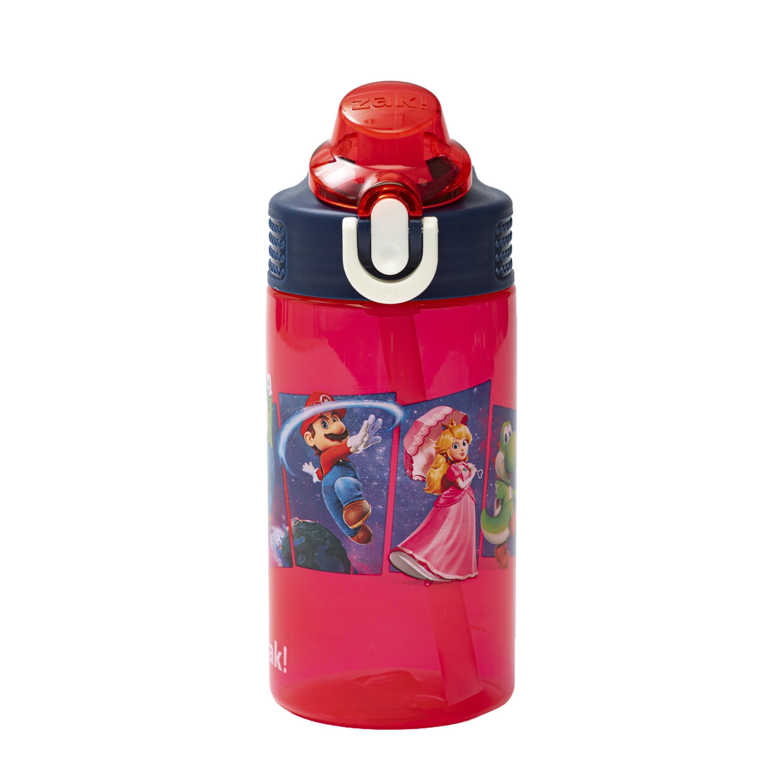 Zak Designs The Super Mario Galaxy Movie Sage Kids Water Bottle For School or Travel, 16oz Durable Plastic Water Bottle With Str