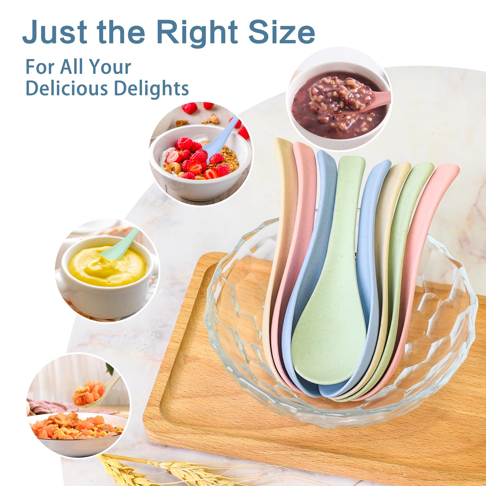 8 Pcs Plastic Spoon Dinner Spoons, Lnrkai Portable Reusable Soup Spoon Reusable Multicolor Lightweight Durable Spoon Dishwasher